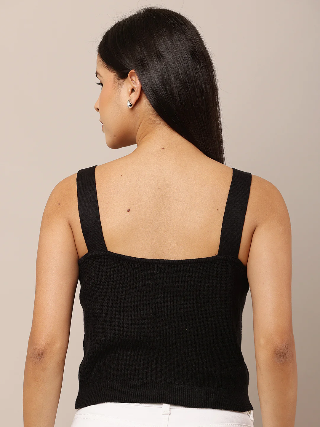Women Sleeveless Ribbed Red Tank Top - Image 4