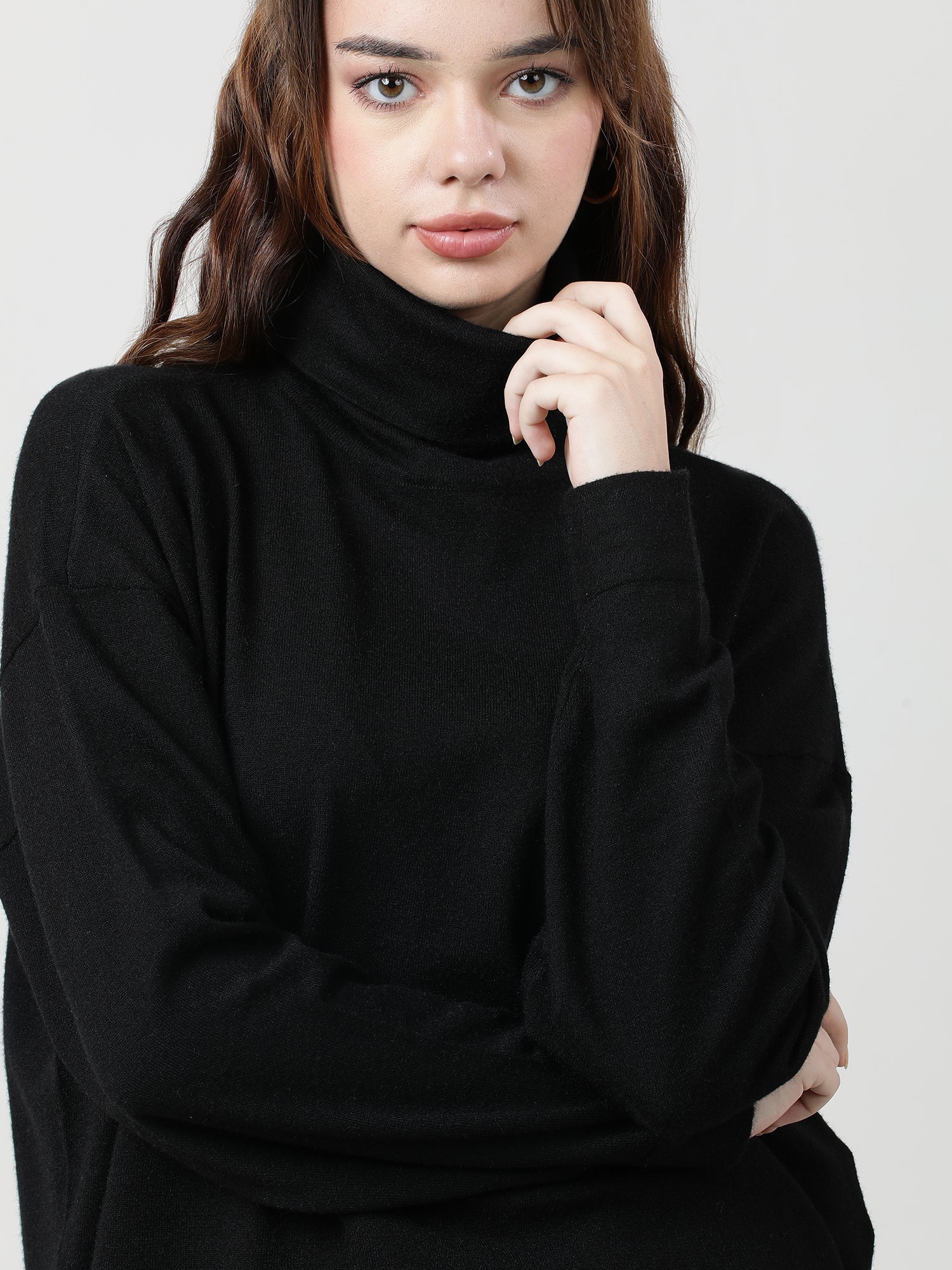 Women Black Turtle Neck Knit Top - Image 5