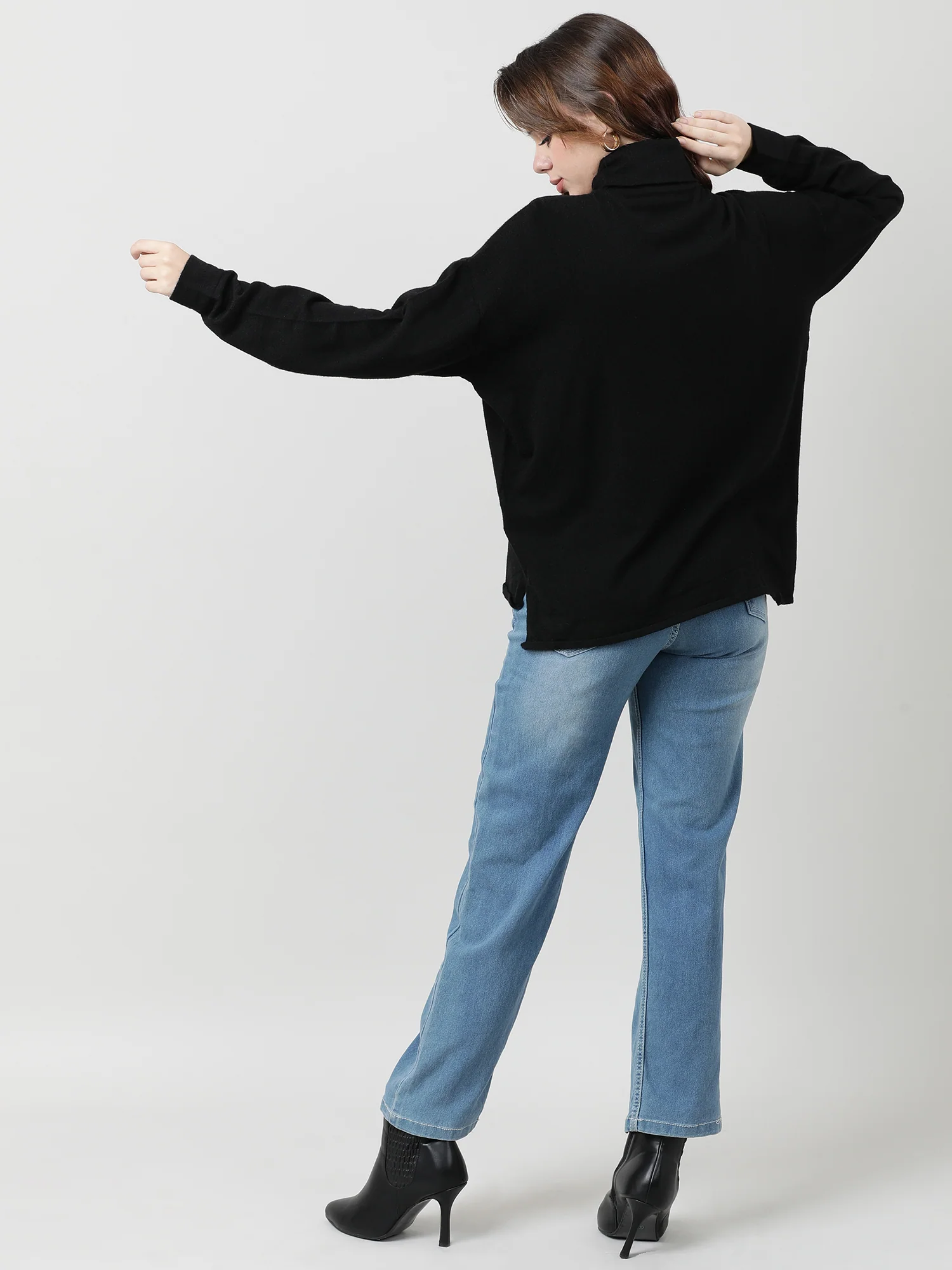 Women Black Turtle Neck Knit Top - Image 6