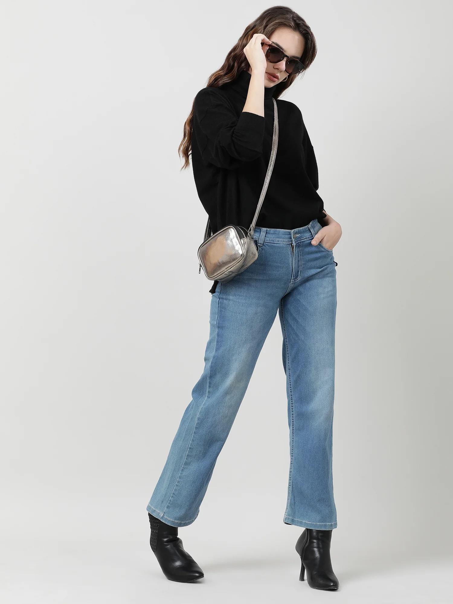 Women Black Turtle Neck Knit Top - Image 7