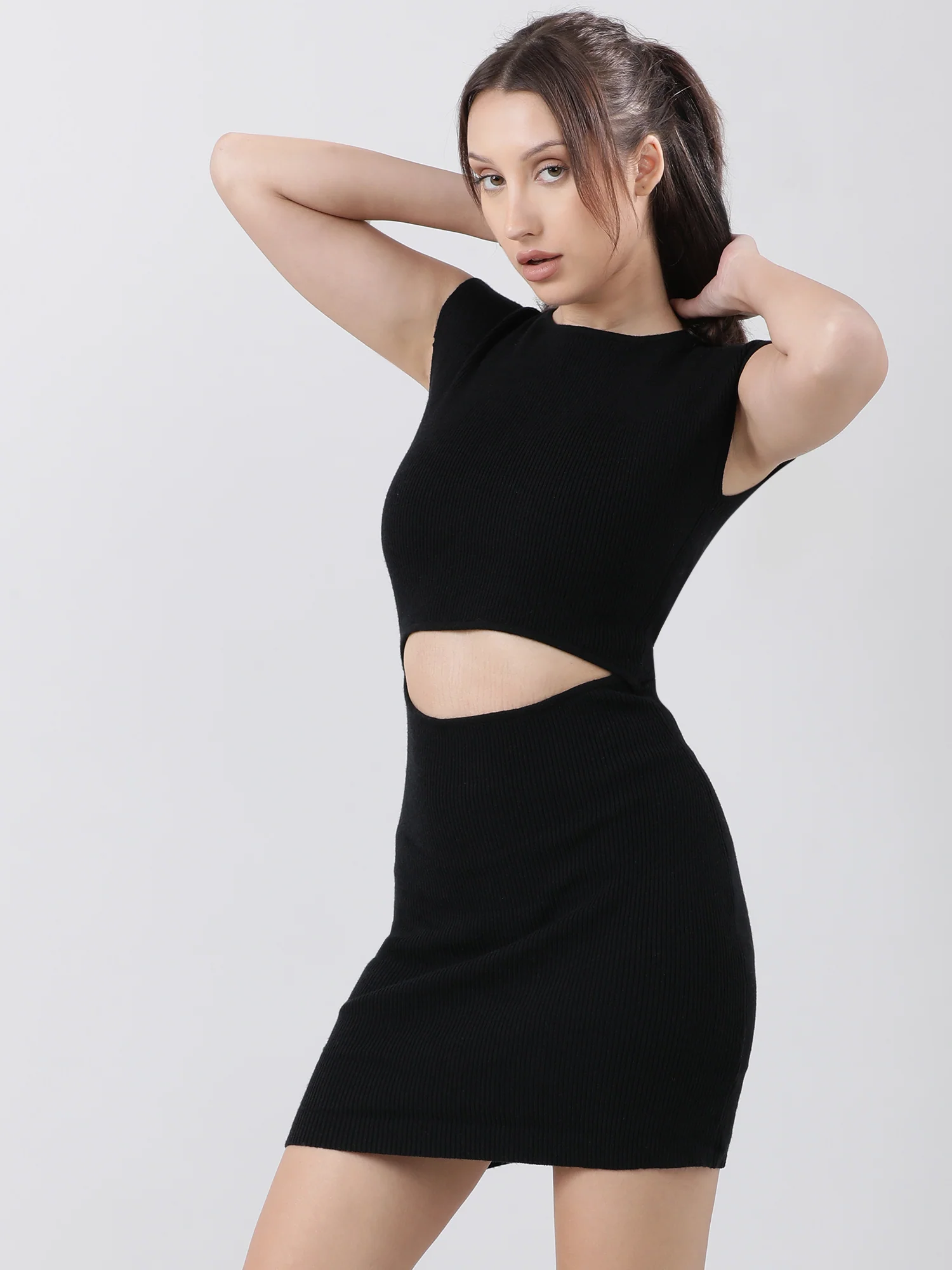Women Slim Fit Cut Out Black Bodycon Dress - Image 4