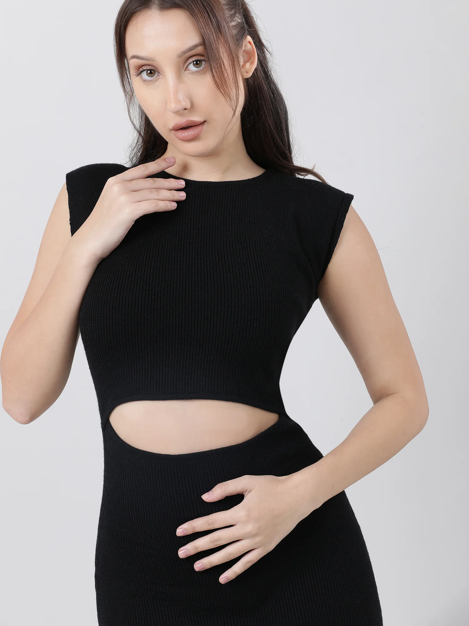 Women Slim Fit Cut Out Black Bodycon Dress - Image 6