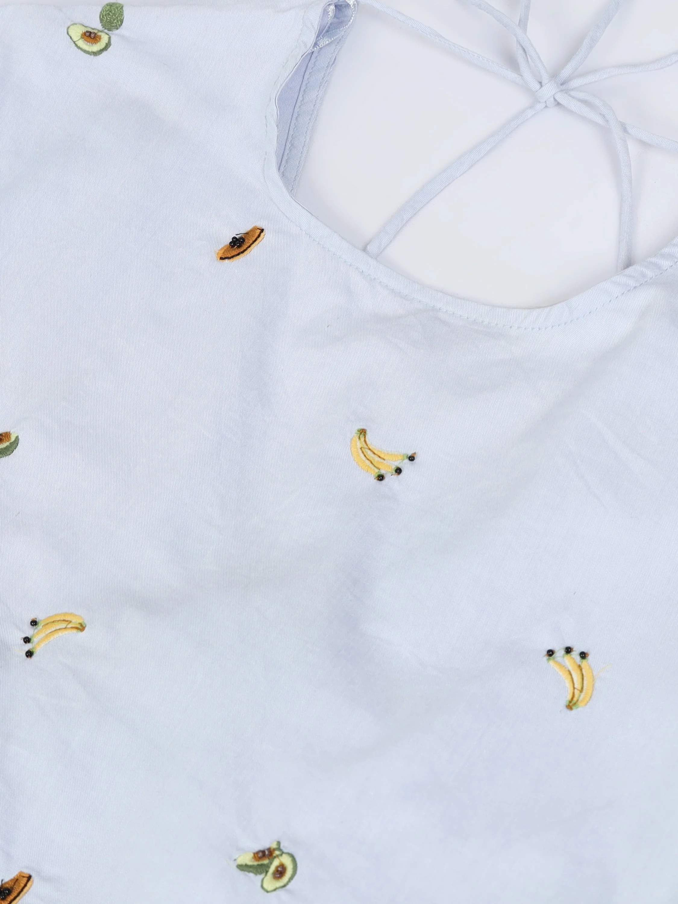 Women Fruit Embroidered Cutout Back Long Sleeve Top - Image 4