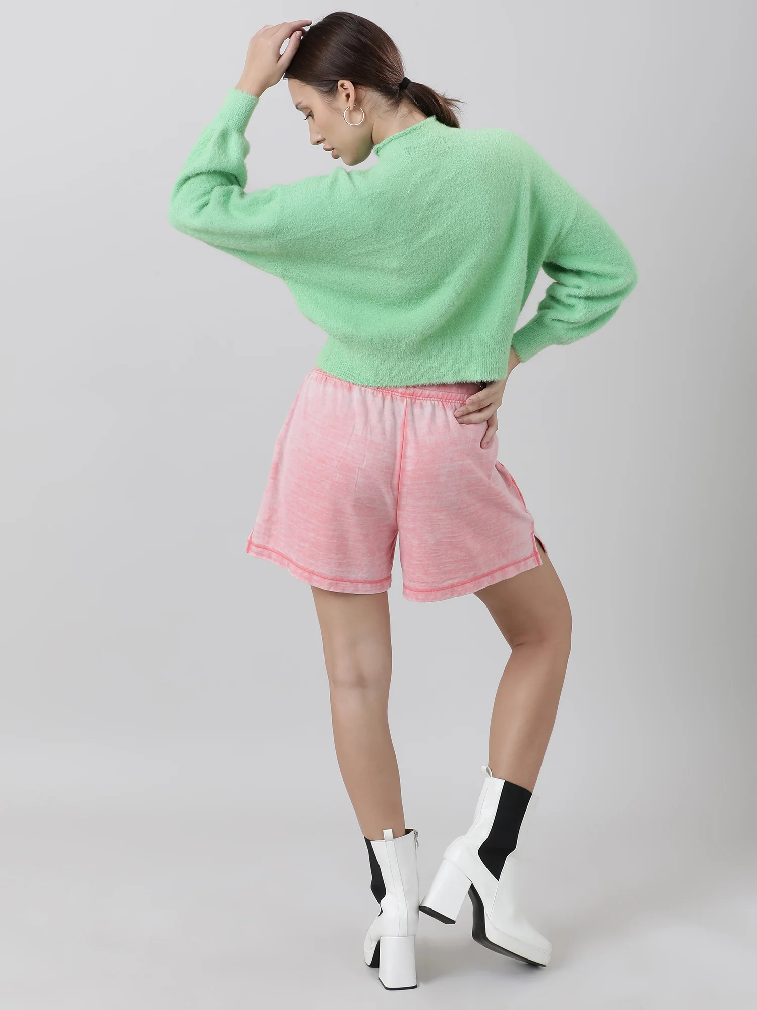 Women Slim Fit Green Geometric Sweater - Image 5