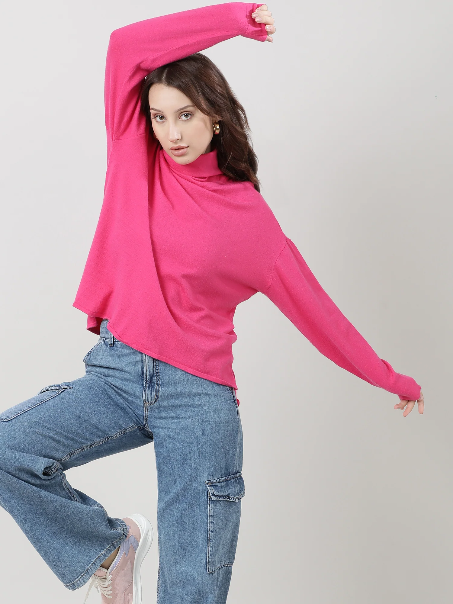 Women Slim Fit Pink Sleeveless Knitted Top - Image 2