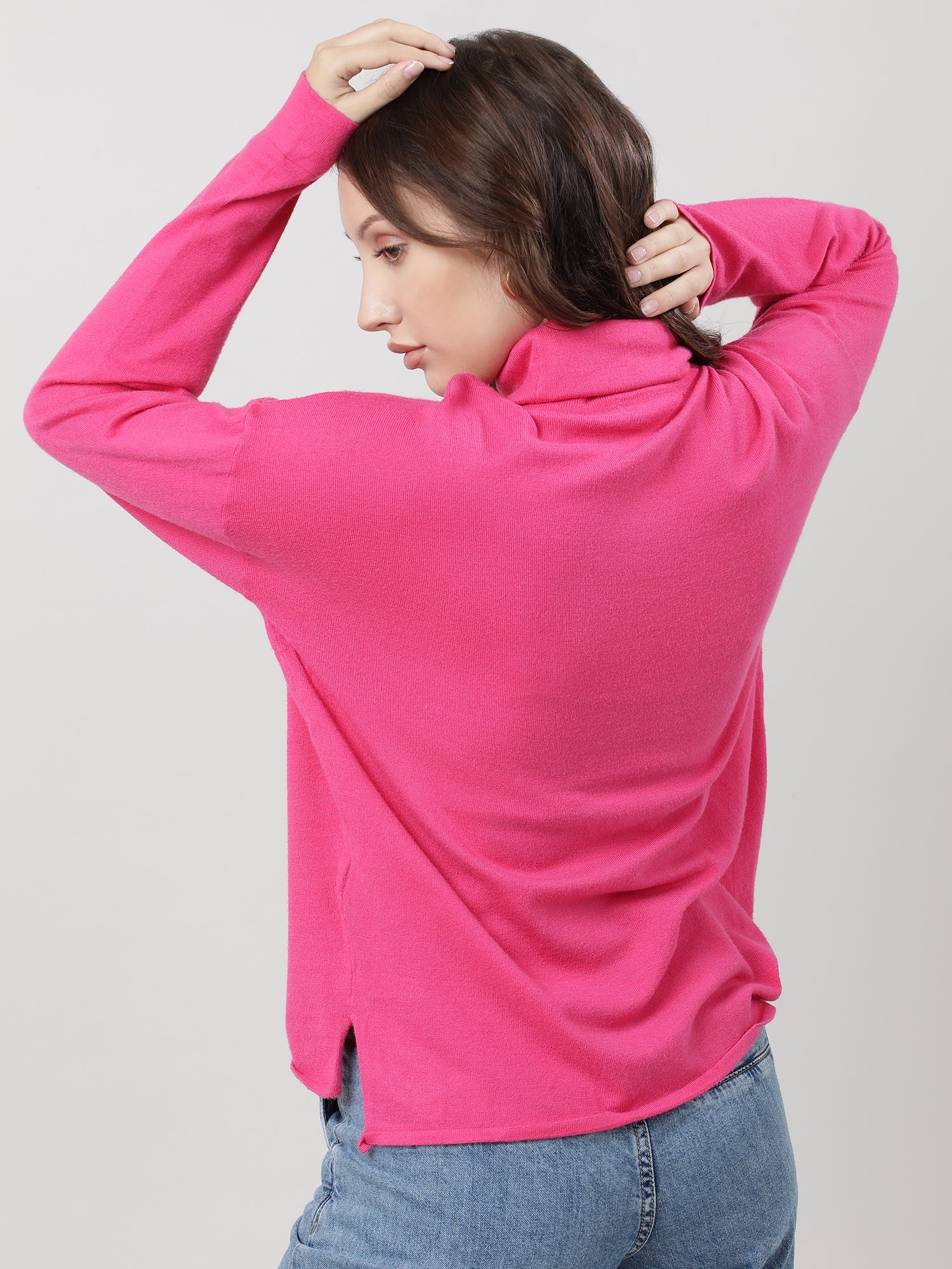 Women Slim Fit Pink Sleeveless Knitted Top - Image 6