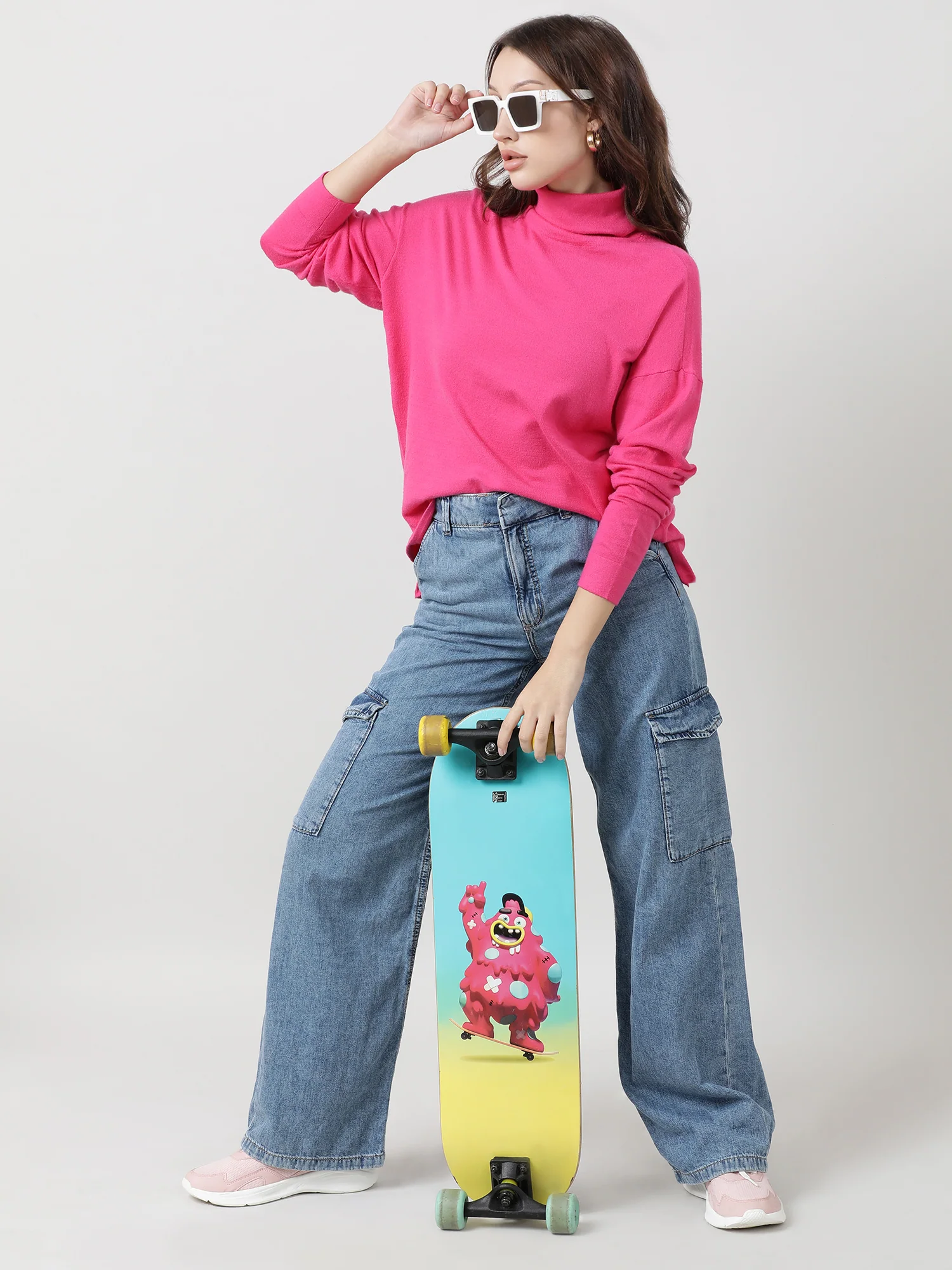 Women Slim Fit Pink Sleeveless Knitted Top - Image 7