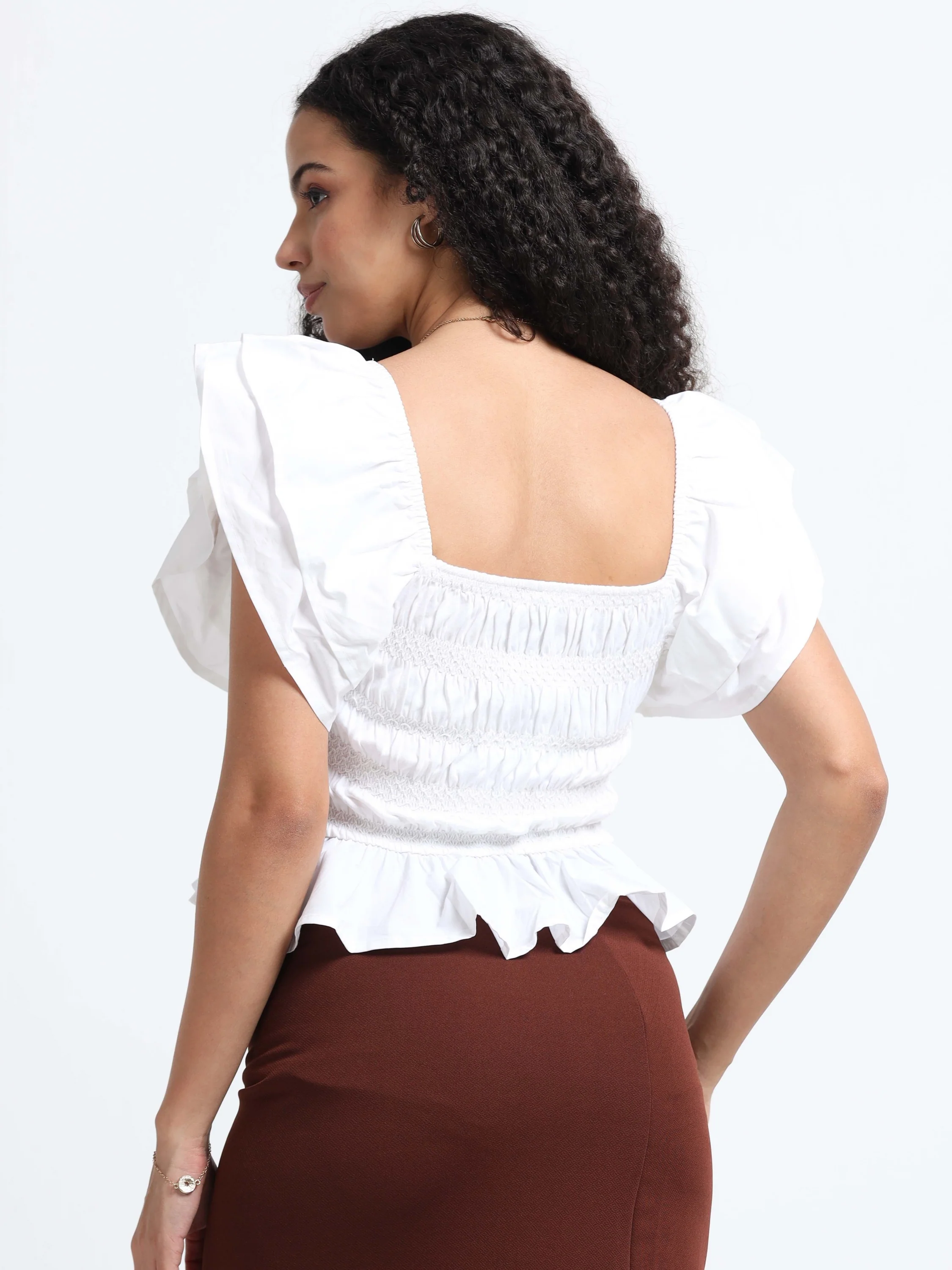 Women White Ruffle Top - Image 5