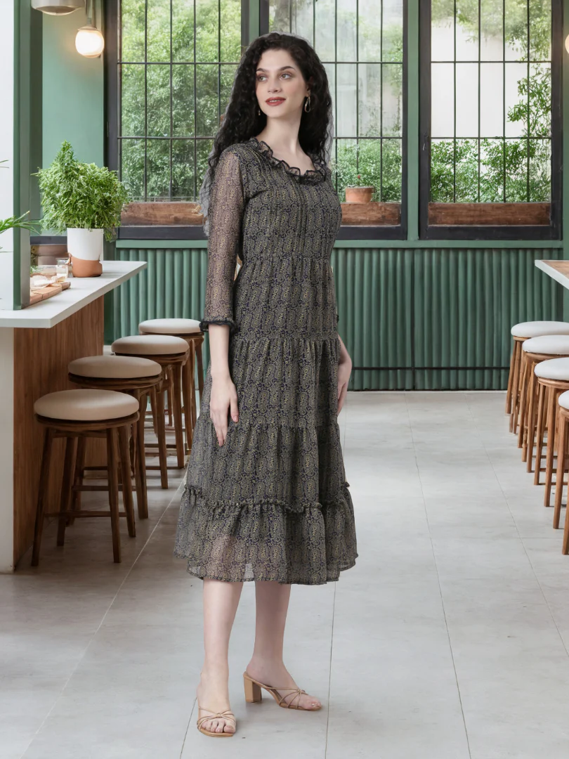 Women Soft Bloom Chiffon Dress - Image 6