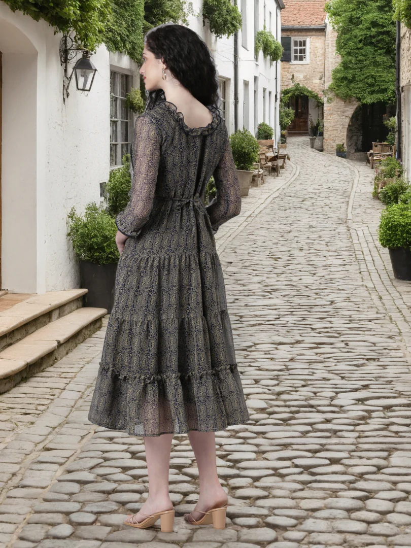 Women Soft Bloom Chiffon Dress - Image 7