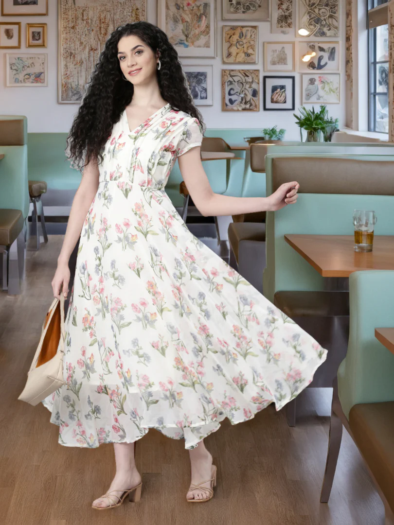 Women Soft Bloom Chiffon Dress - Image 5