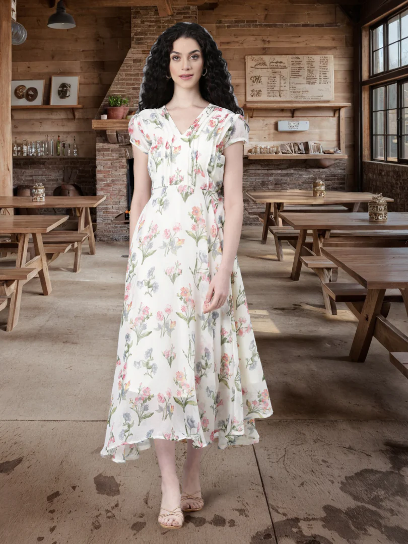 Women Soft Bloom Chiffon Dress - Image 6