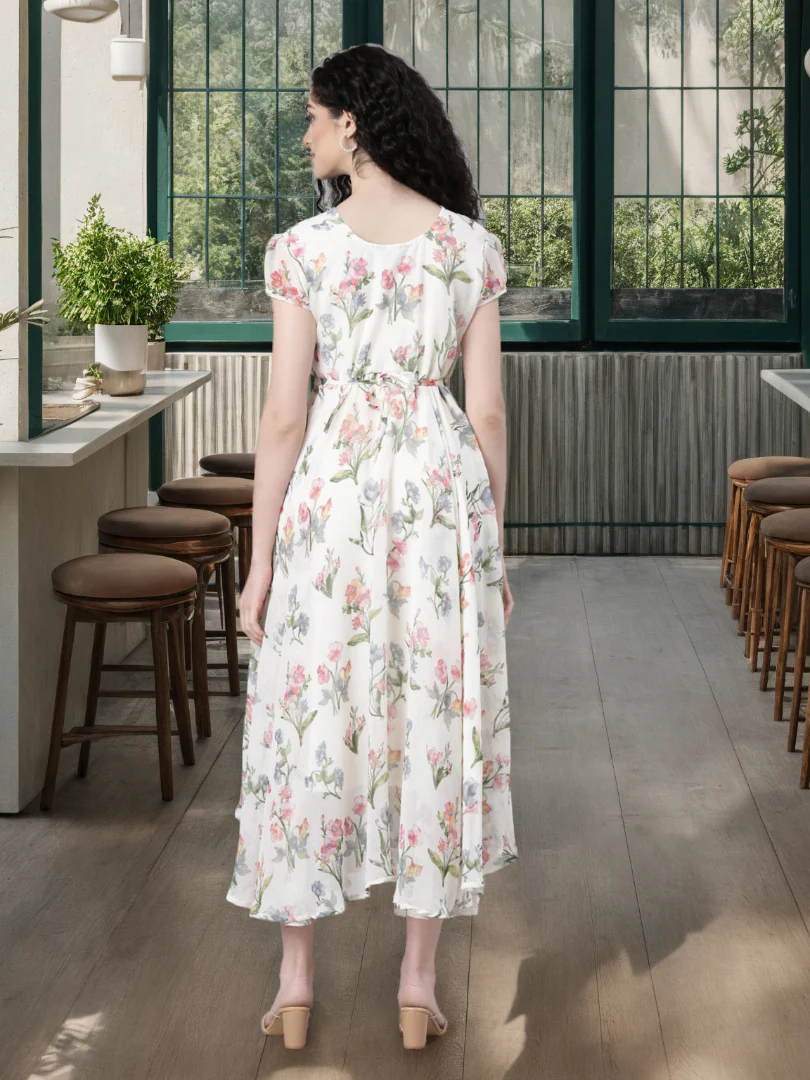 Women Soft Bloom Chiffon Dress - Image 7