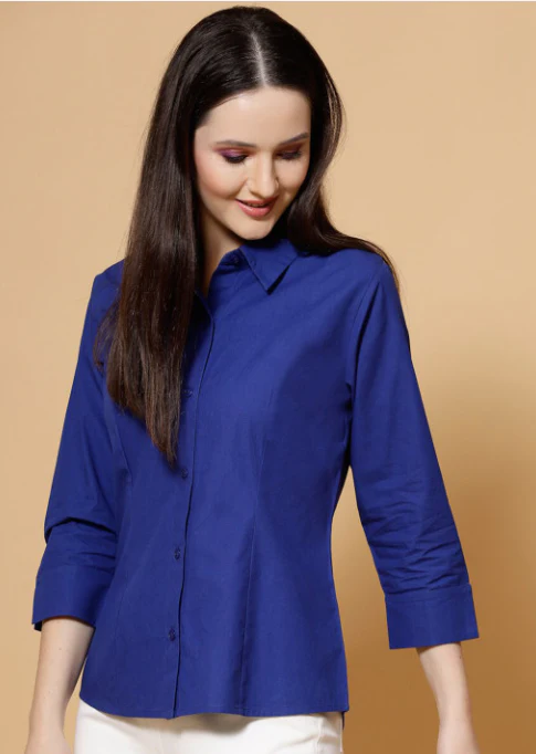Women Solid Bubble Crepe Odour Free Shirt - Image 2