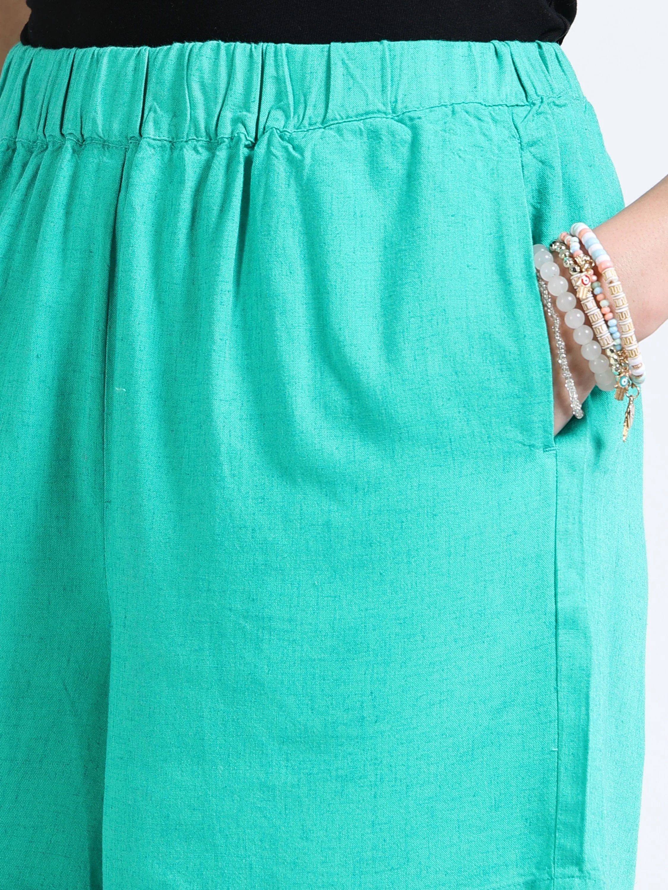 Women Green Relaxed Shorts - Image 4