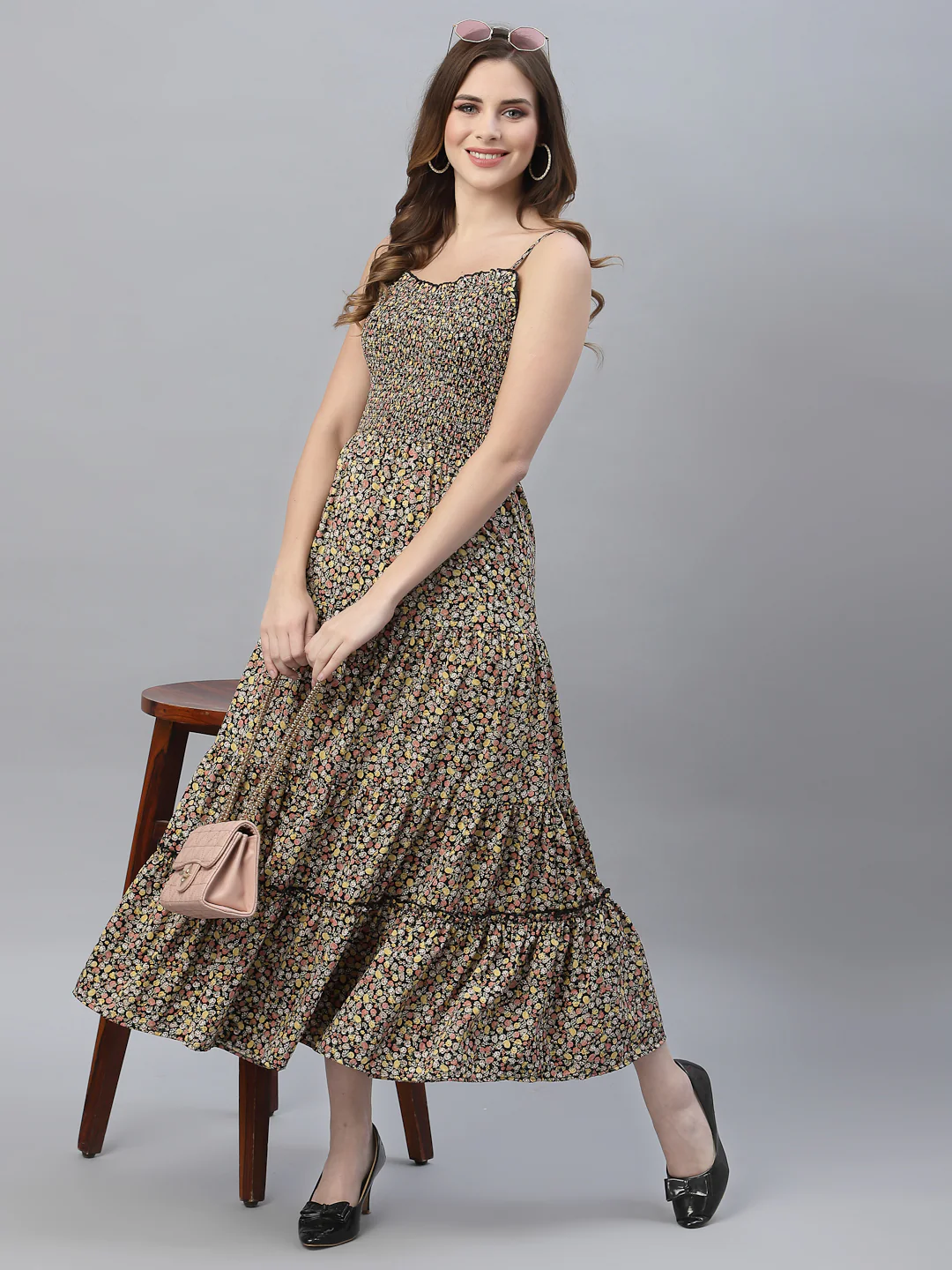 Women Squared Neck Sleeveless Dress - Image 3