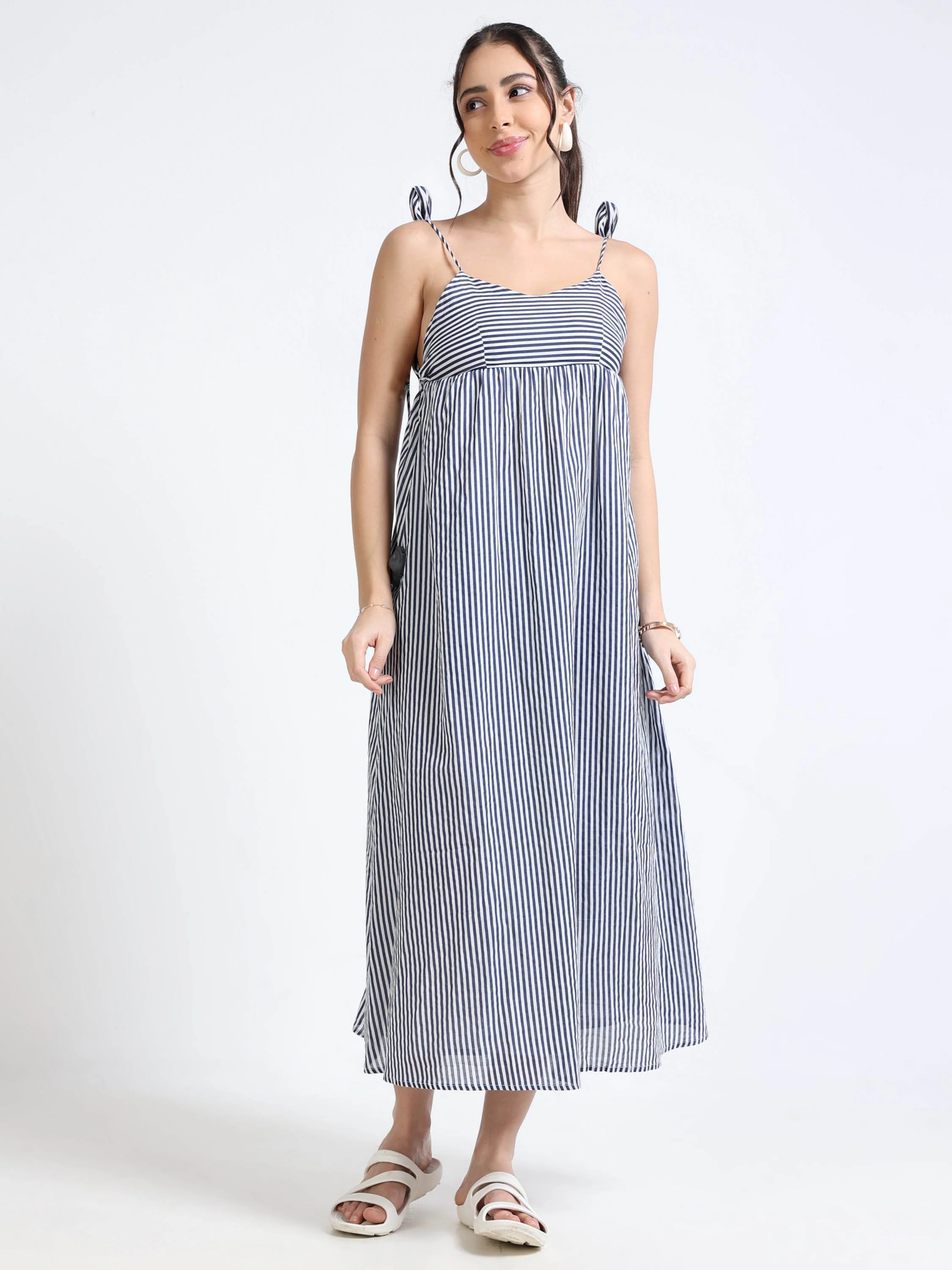Women Stripe Print Maxi Dress - Image 2