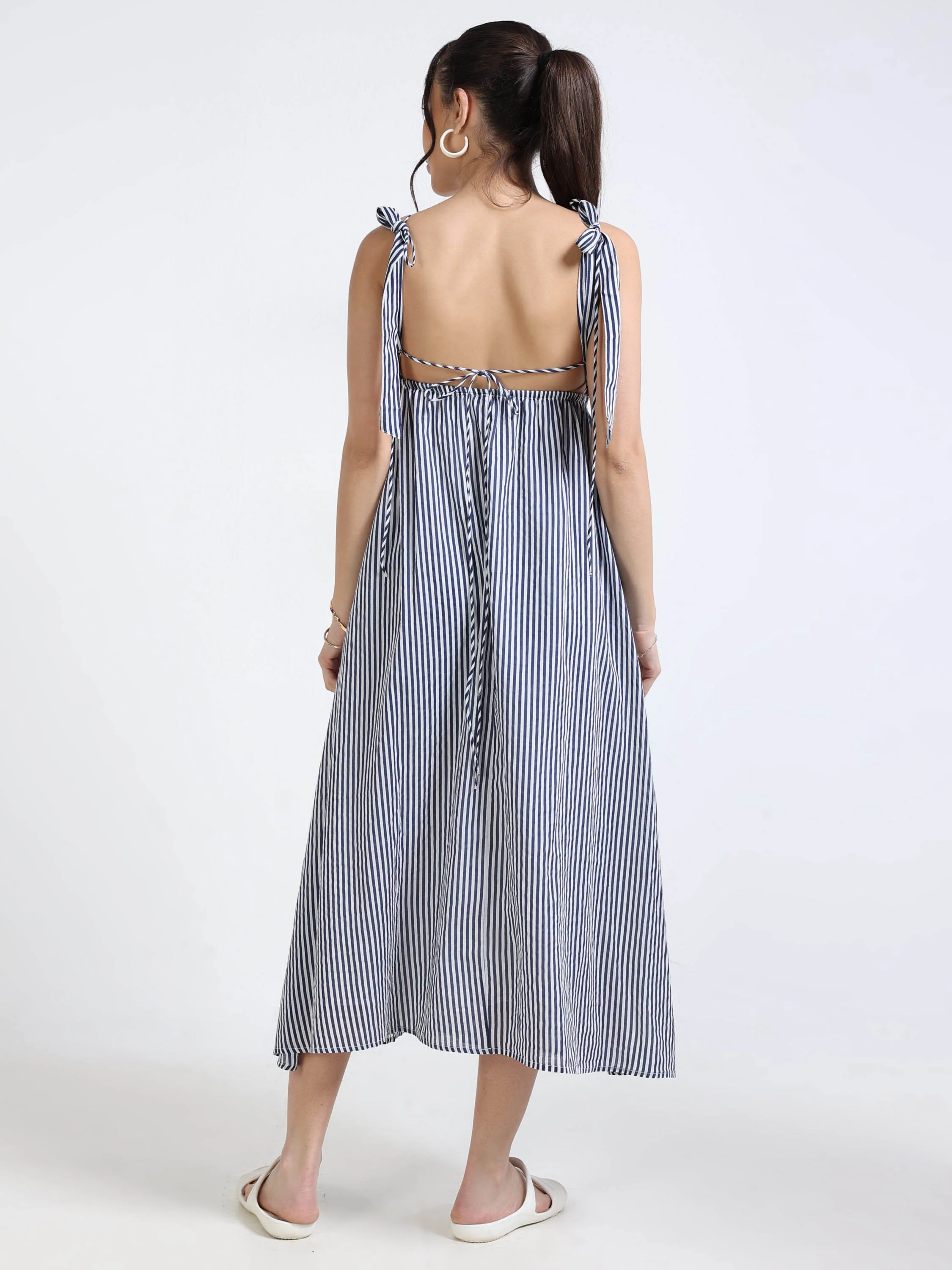Women Stripe Print Maxi Dress - Image 3
