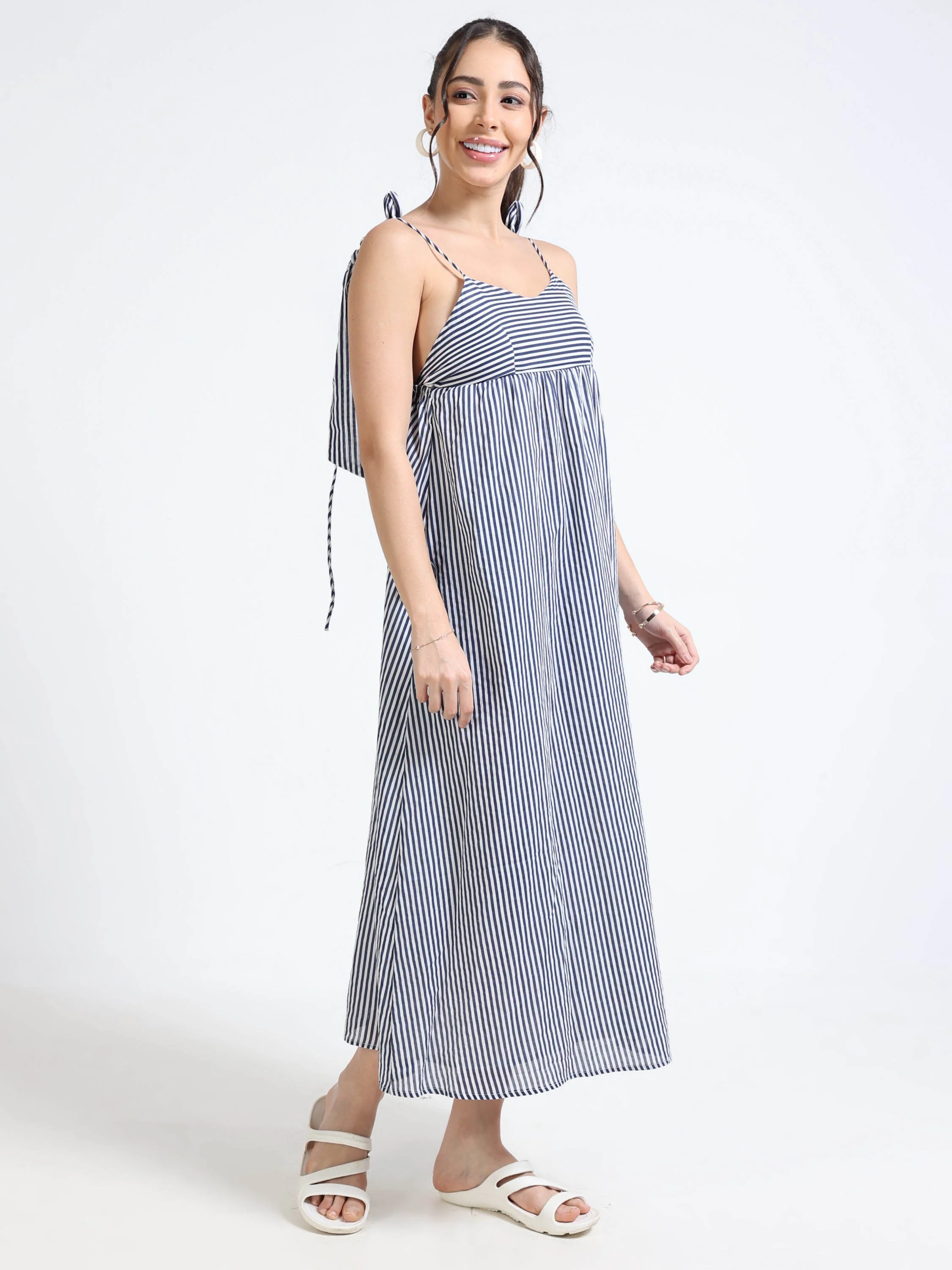 Women Stripe Print Maxi Dress - Image 5