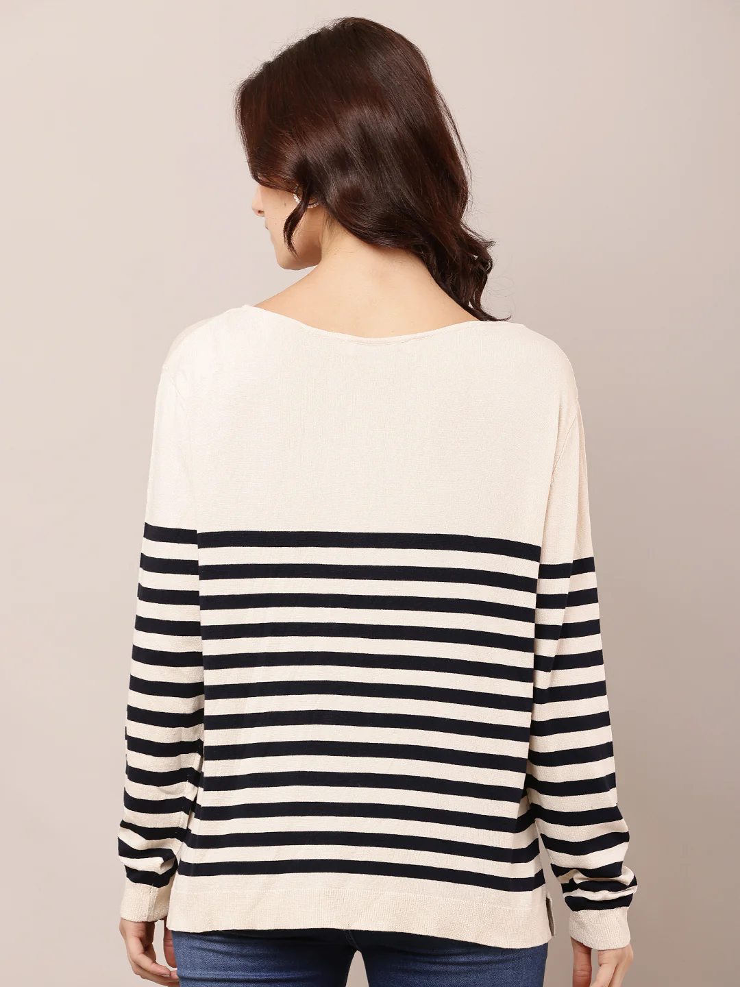 Women Striped Round Neck Full Sleeve Top - Image 4