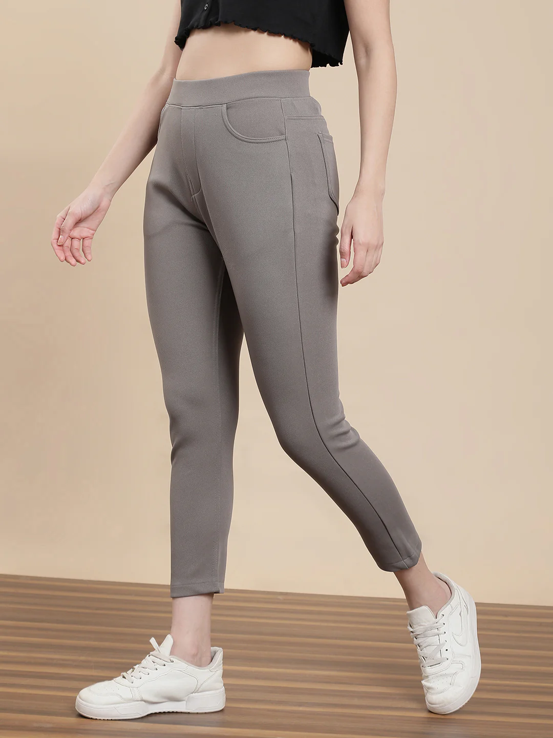 Women Taupe Casual Jegging - Image 2