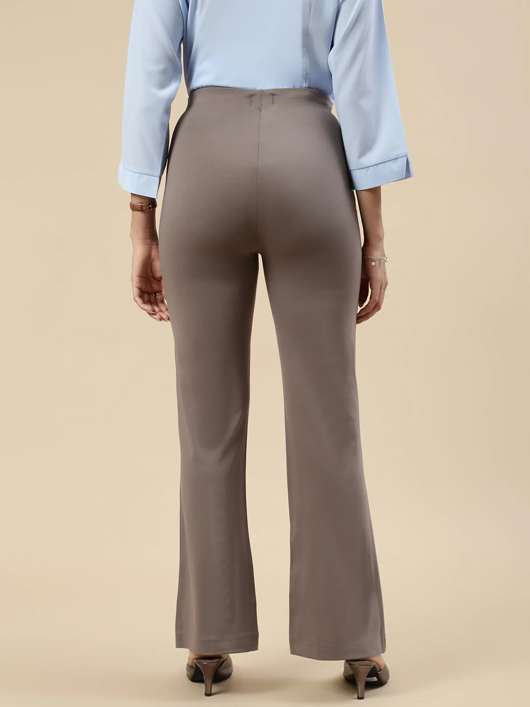 Women Taupe Casual Palazzo - Image 3