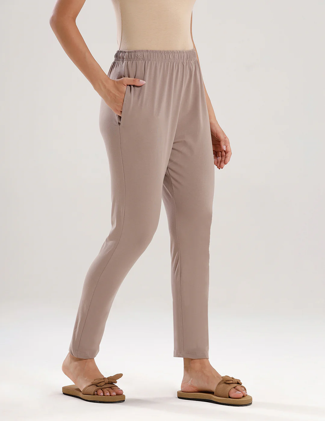 Women Taupe Casual Pants - Image 3