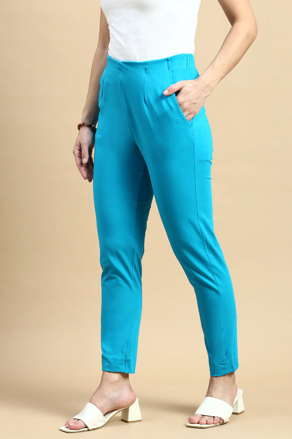 Women Teal Casual Pants - Image 3