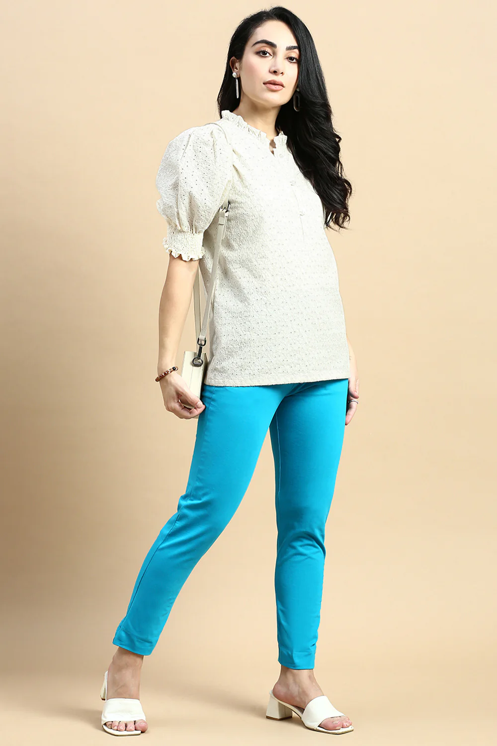 Women Teal Casual Pants - Image 5