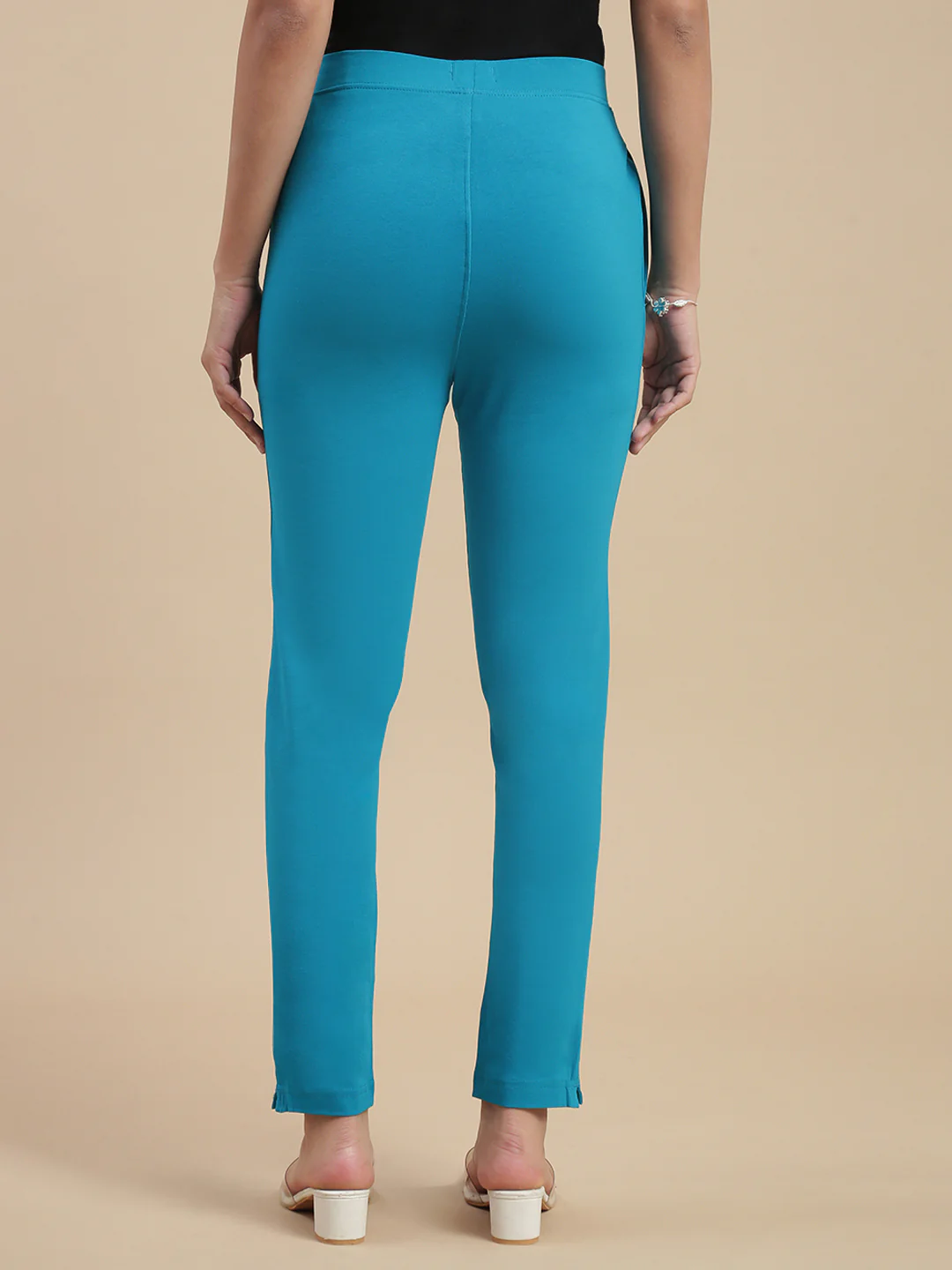 Women Teal Cotton Kurti Pants - Image 2