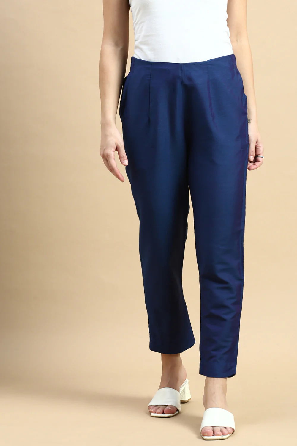 Women Teal Festive Pants - Image 2