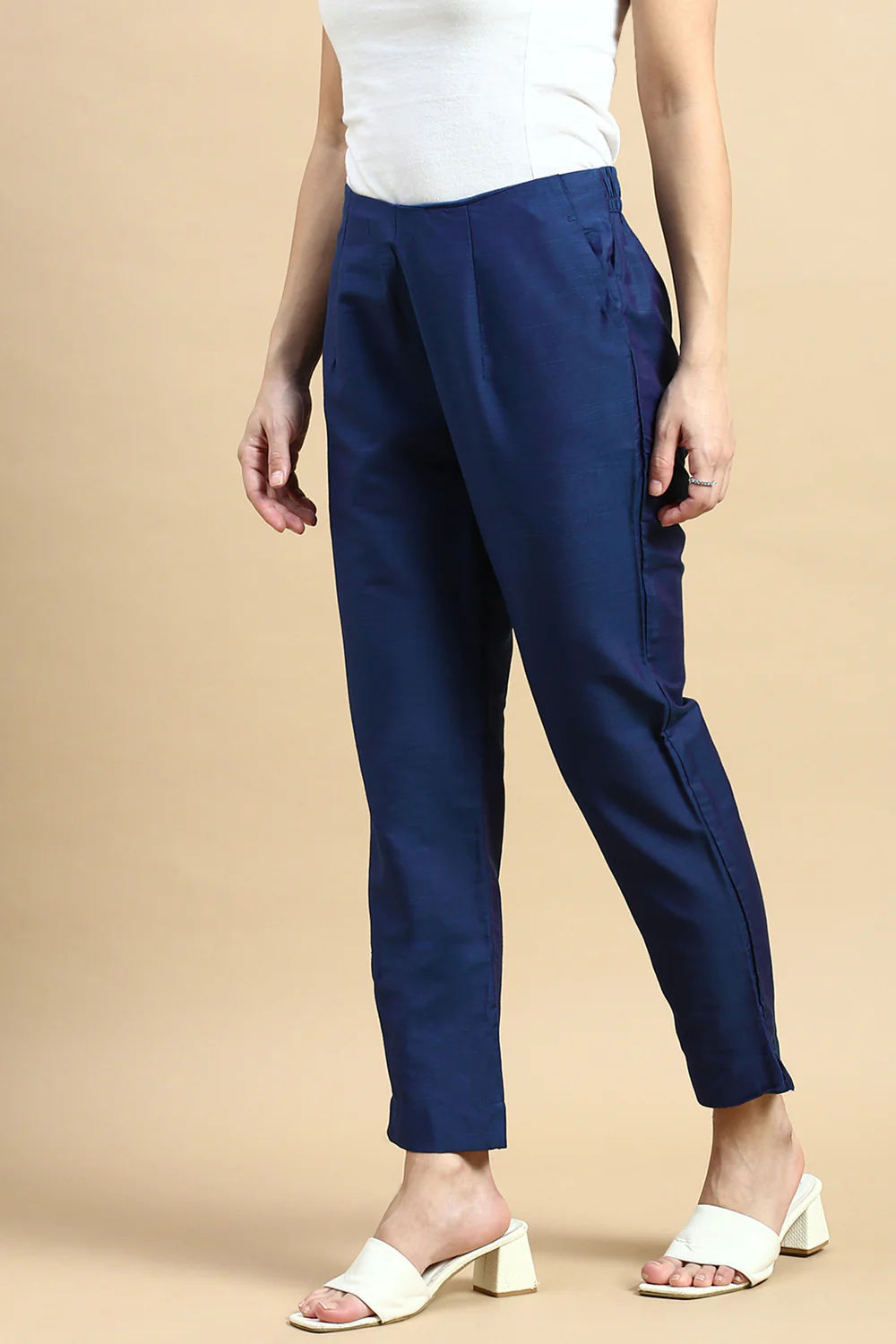Women Teal Festive Pants - Image 3
