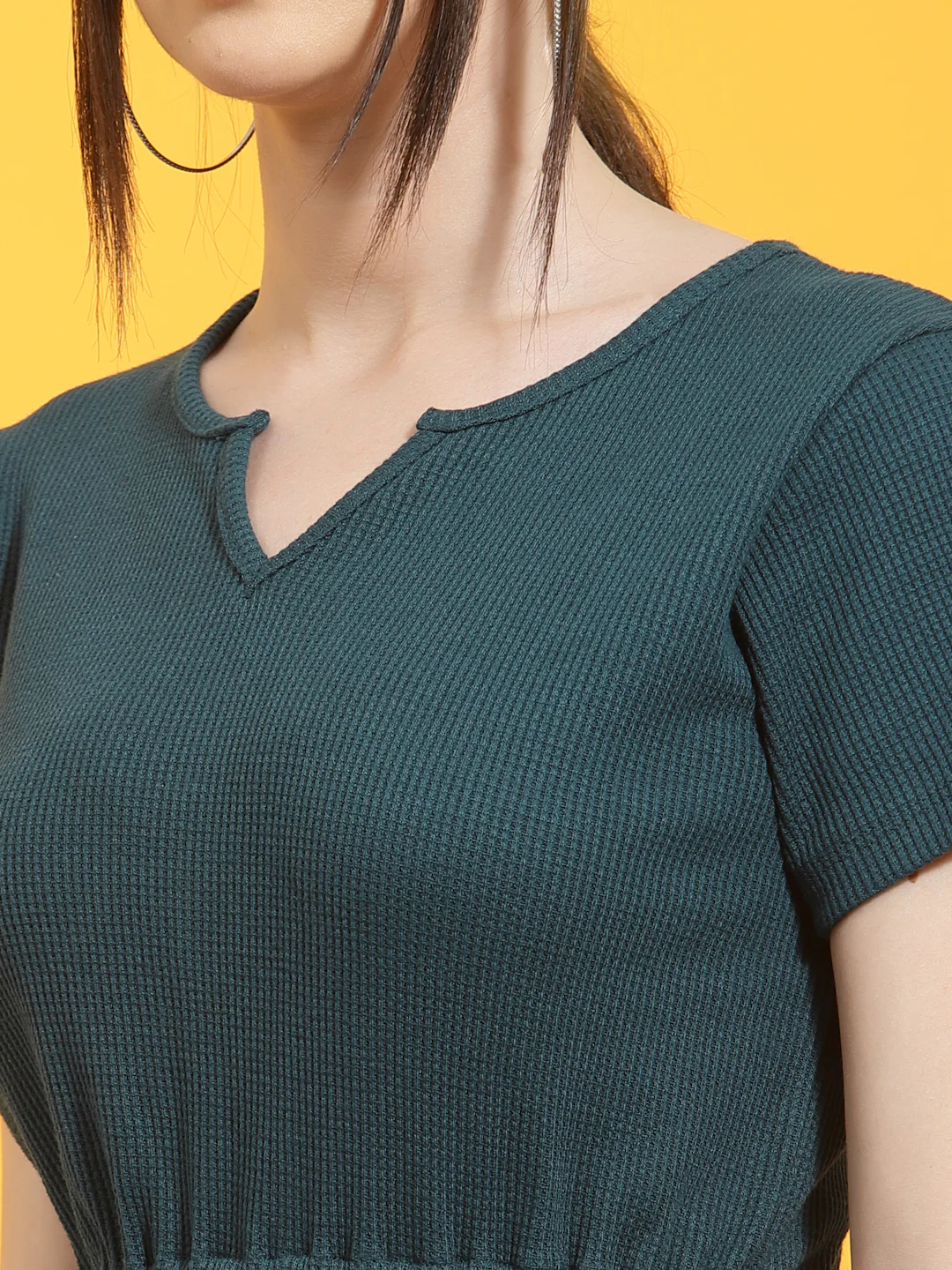 Women Teal Waffle Knit Playsuit - Image 6