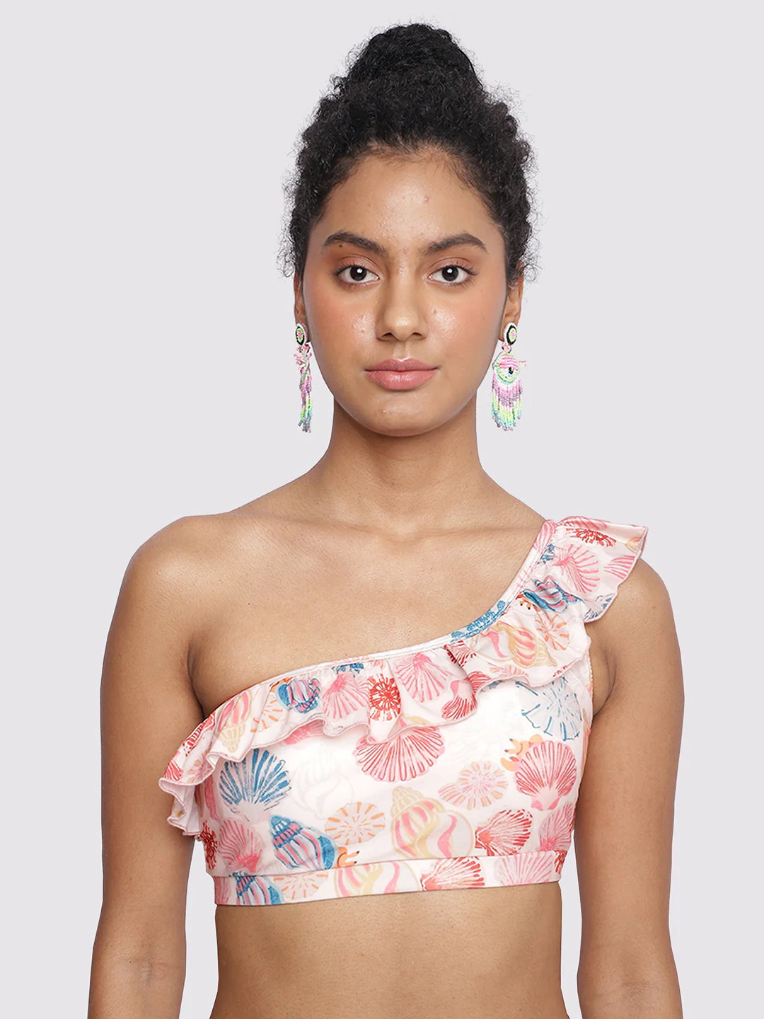 Women Tinkara One-Shoulder Frill Tankini Upper