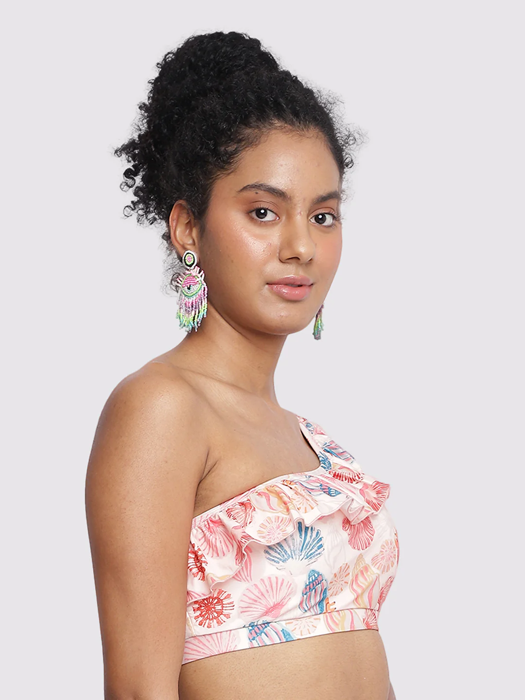 Women Tinkara One-Shoulder Frill Tankini Upper - Image 3