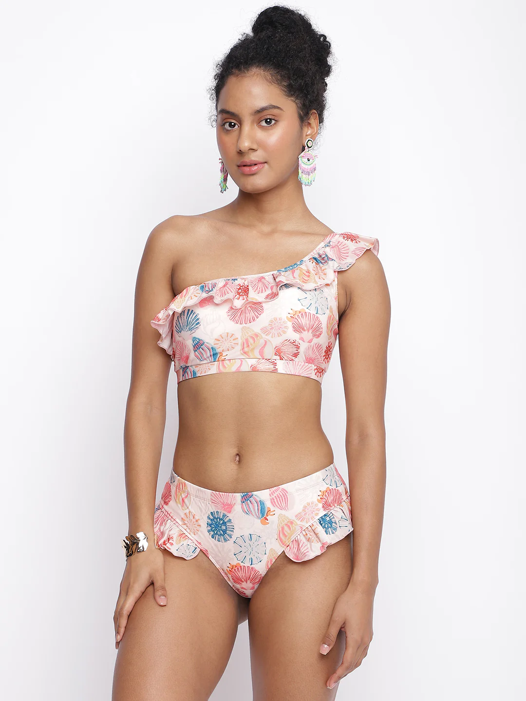 Women Tinkara One-Shoulder Frill Tankini Upper - Image 4