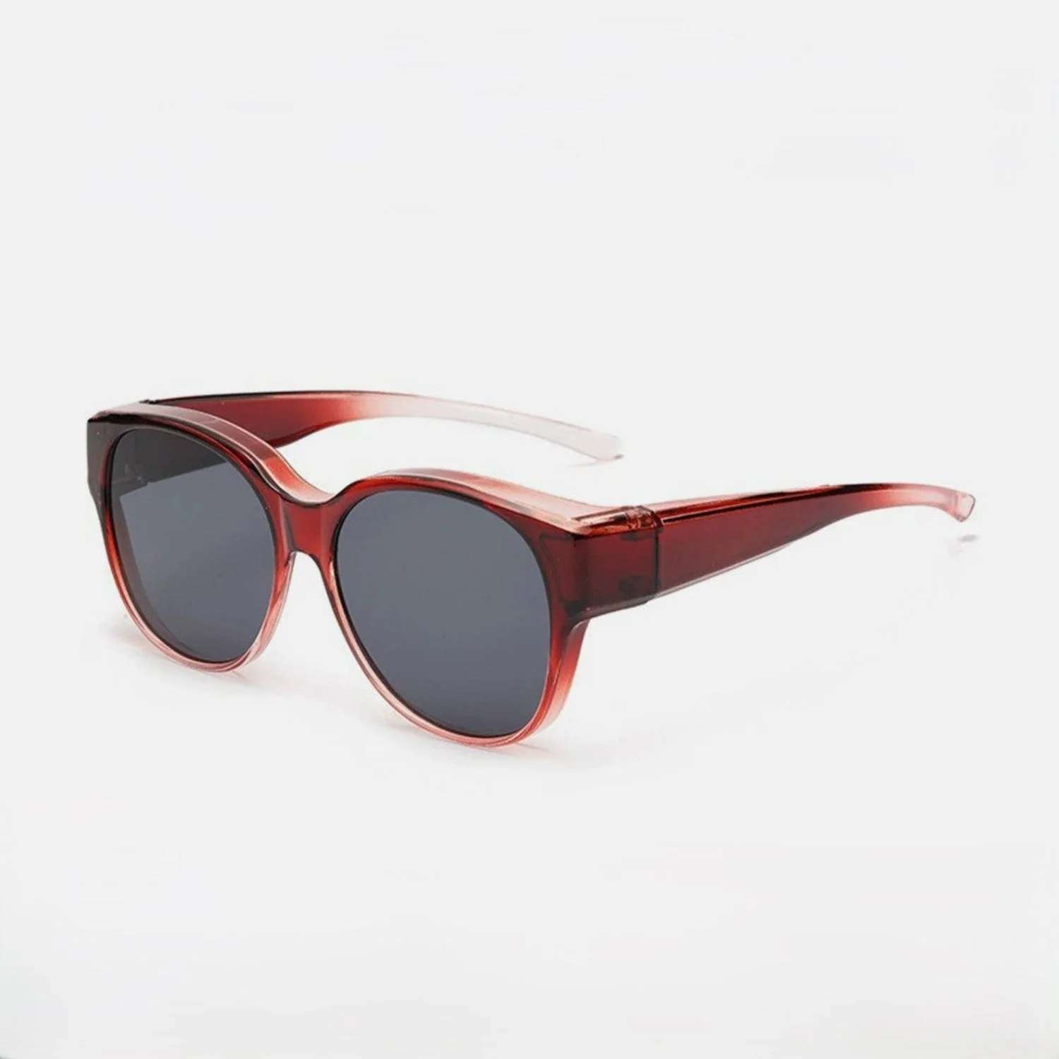 Women Translucent Red Round Sunglasses - Image 3