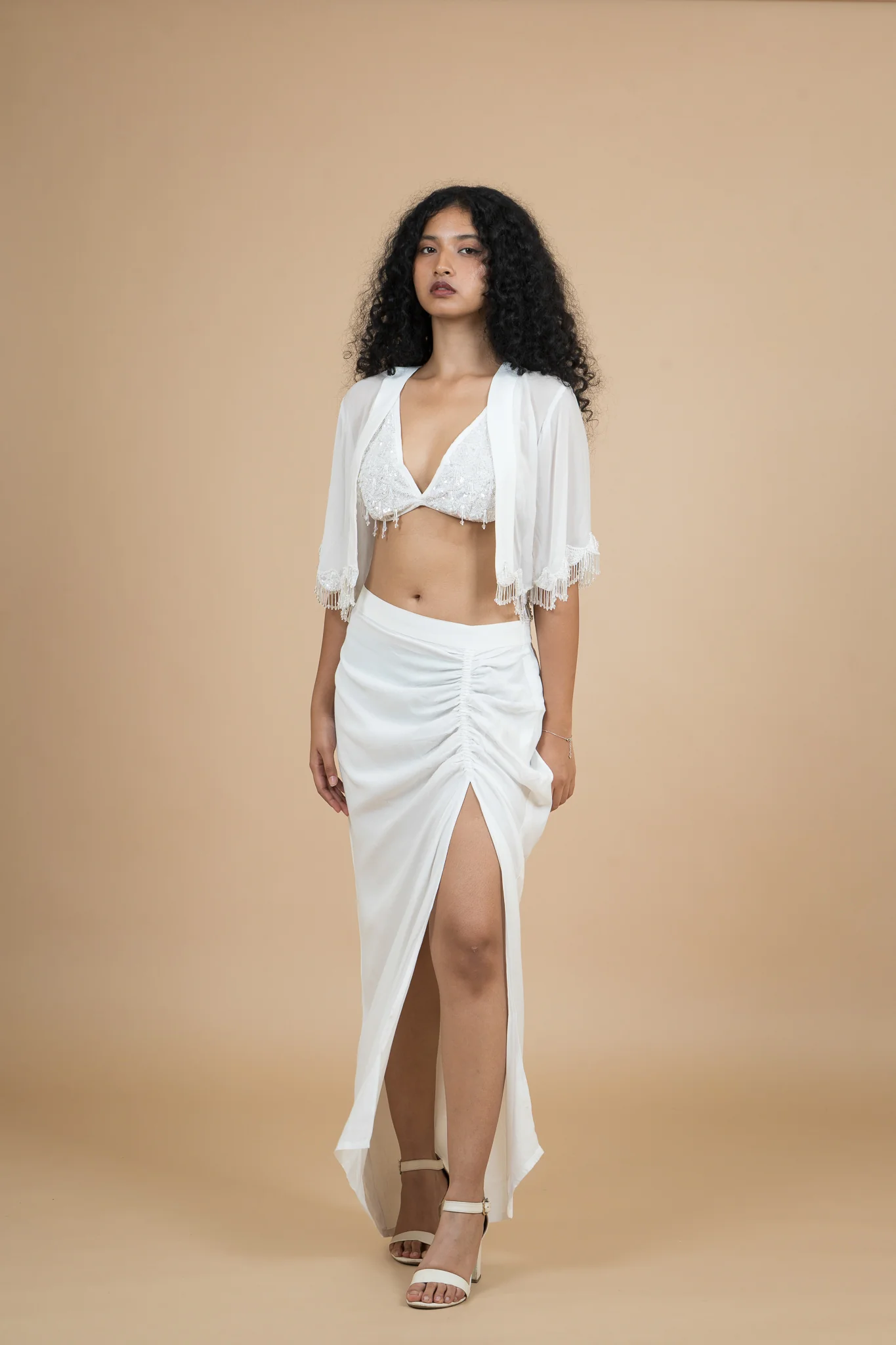Women Velvet Snow Translucent Crop Shrug - Image 10