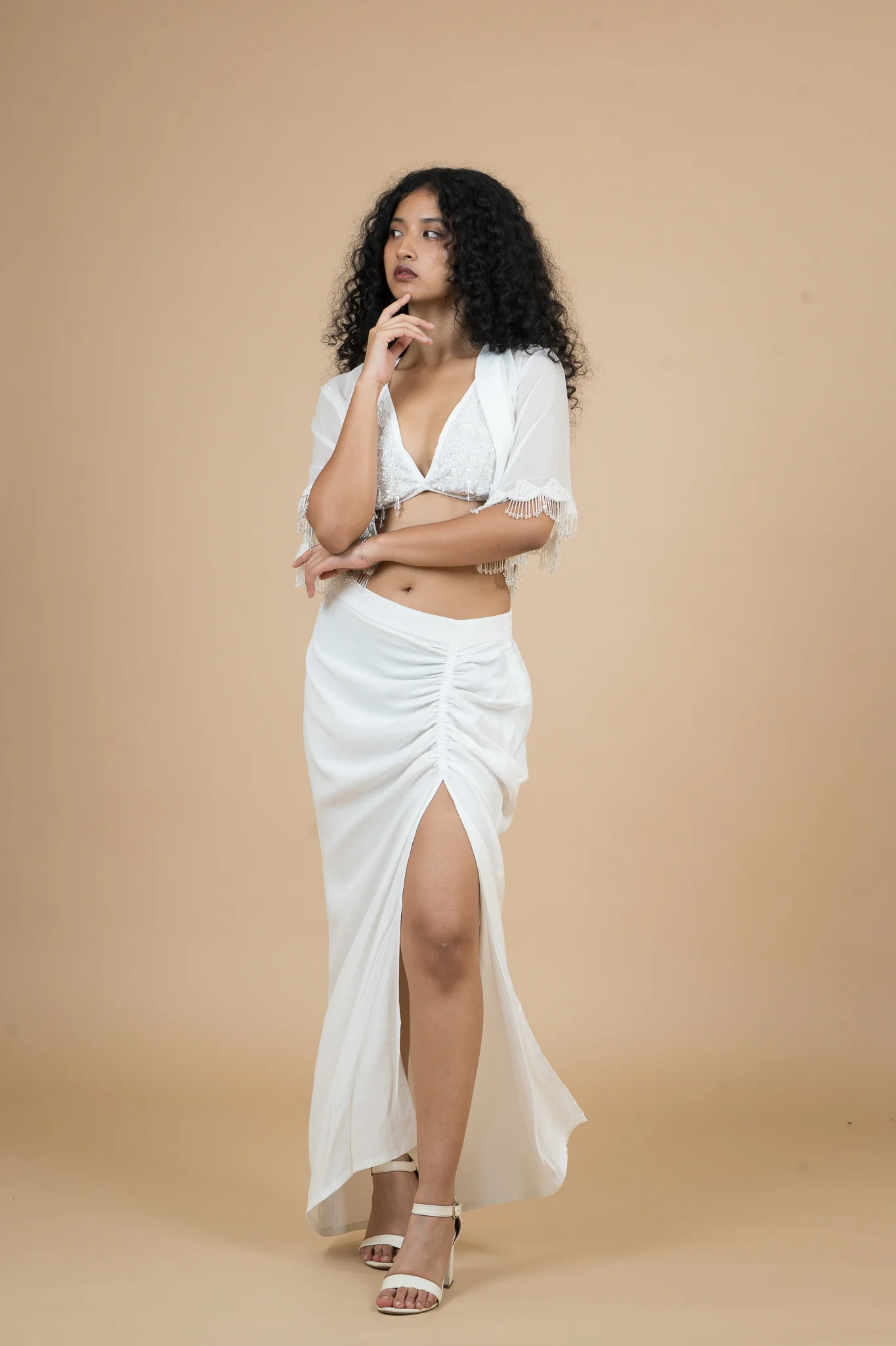 Women Velvet Snow Translucent Crop Shrug - Image 12