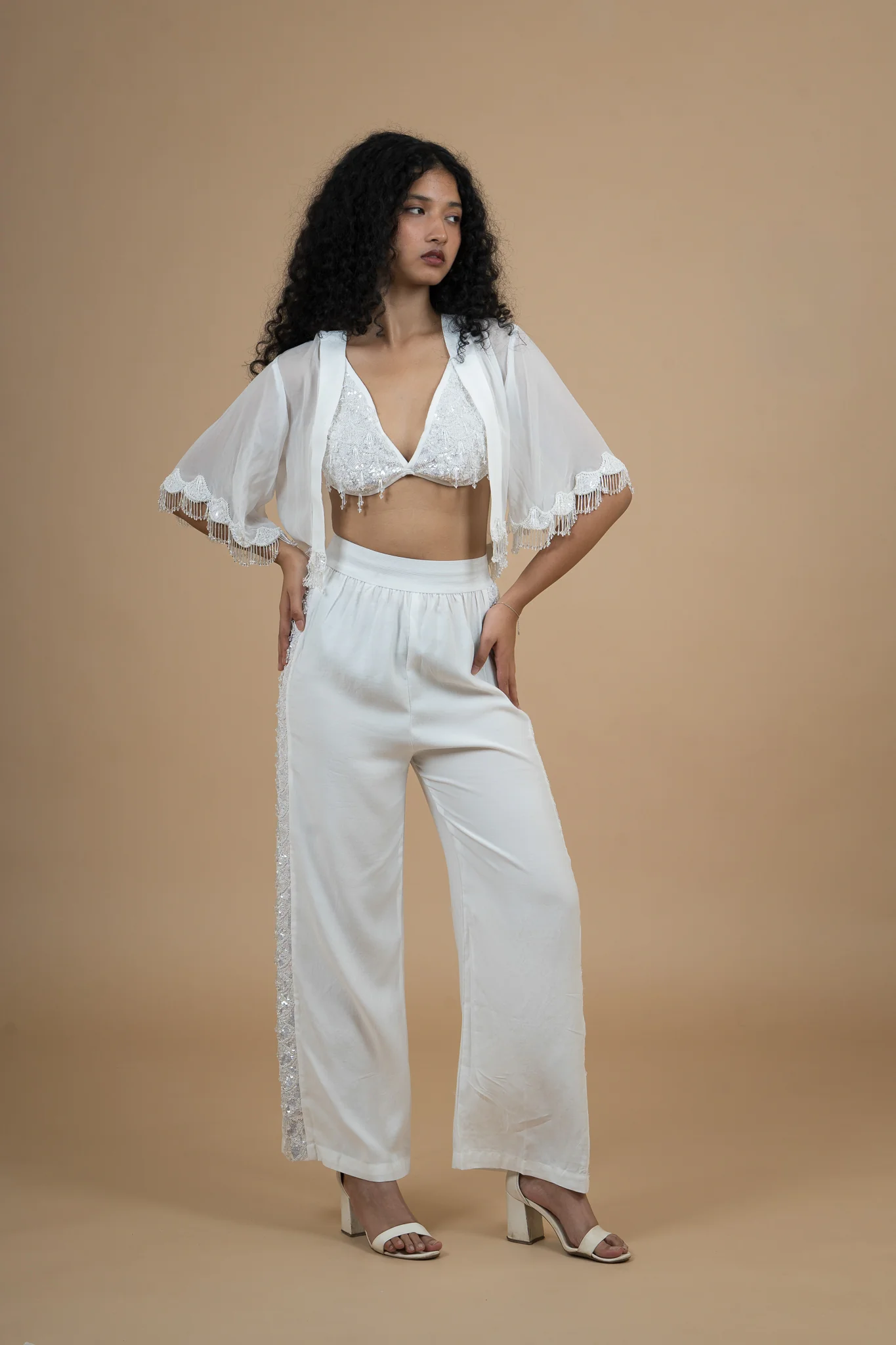 Women Velvet Snow Translucent Crop Shrug - Image 14