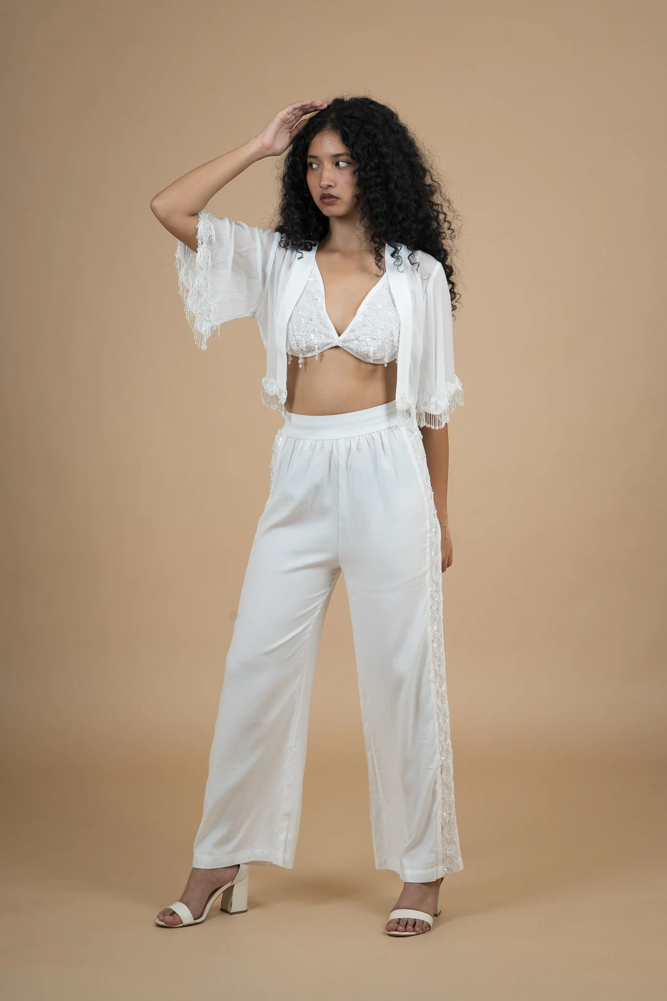 Women Velvet Snow Translucent Crop Shrug - Image 15