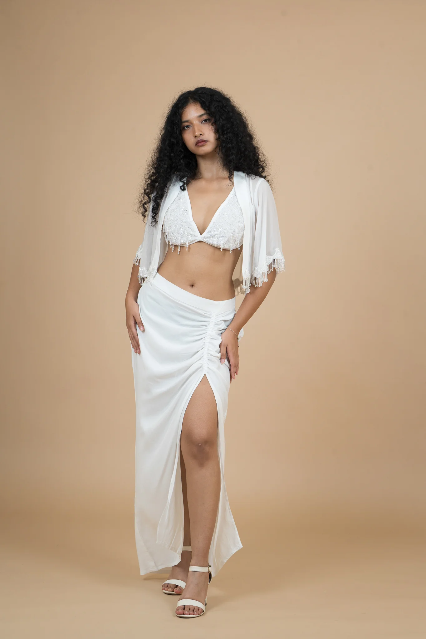 Women Velvet Snow Translucent Crop Shrug - Image 4