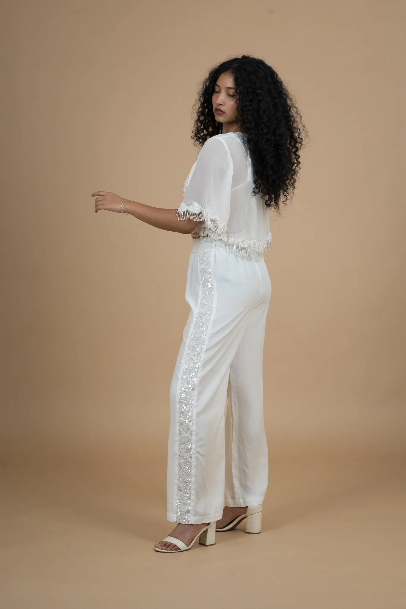 Women Velvet Snow Translucent Crop Shrug - Image 5