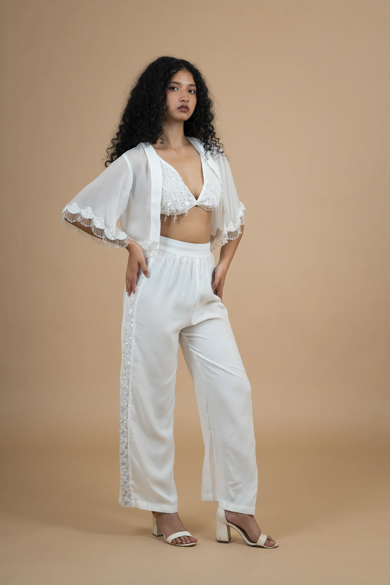 Women Velvet Snow Translucent Crop Shrug - Image 6