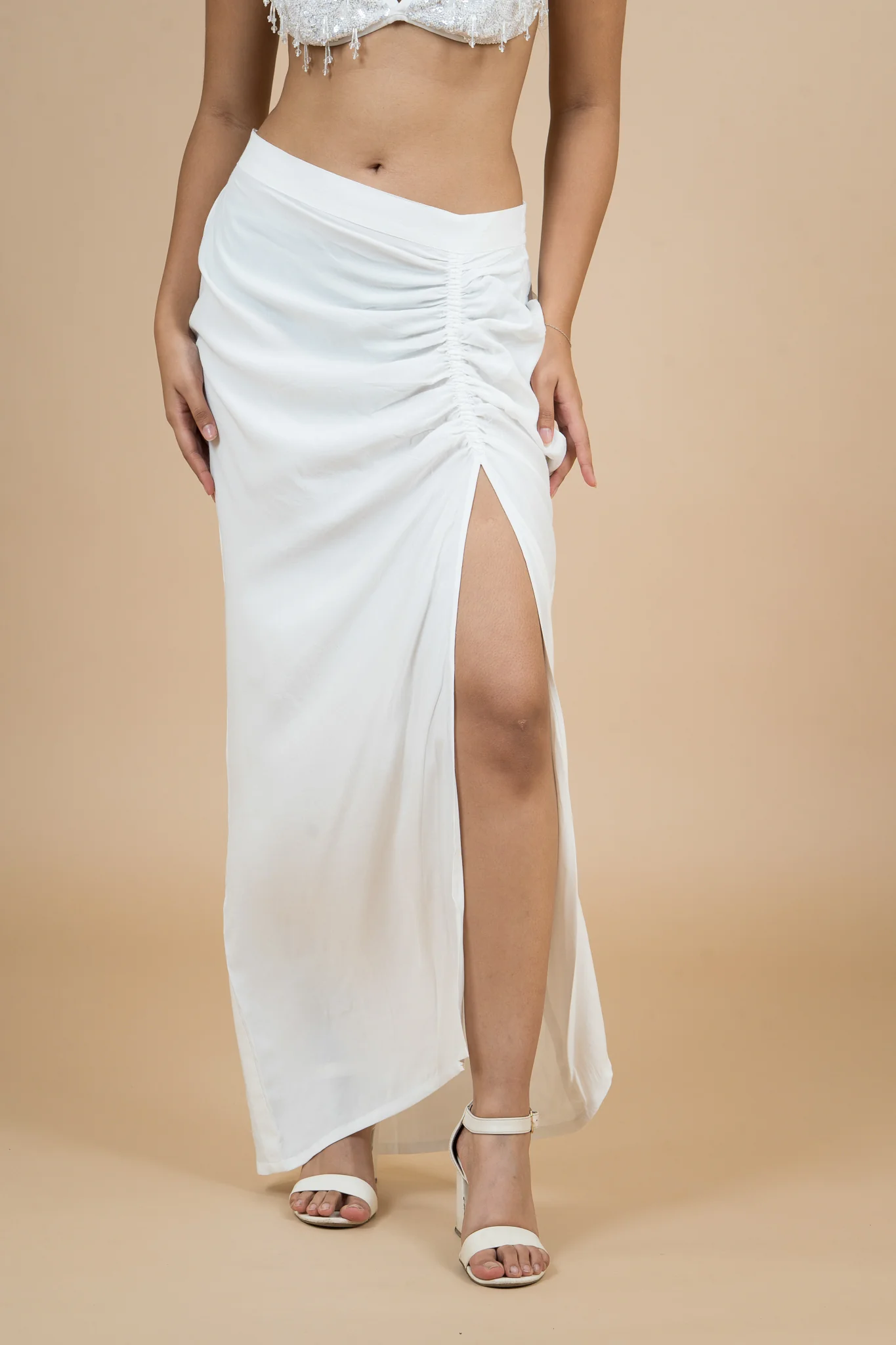 Women Velvet Snow Draped Cotton Skirt - Image 2