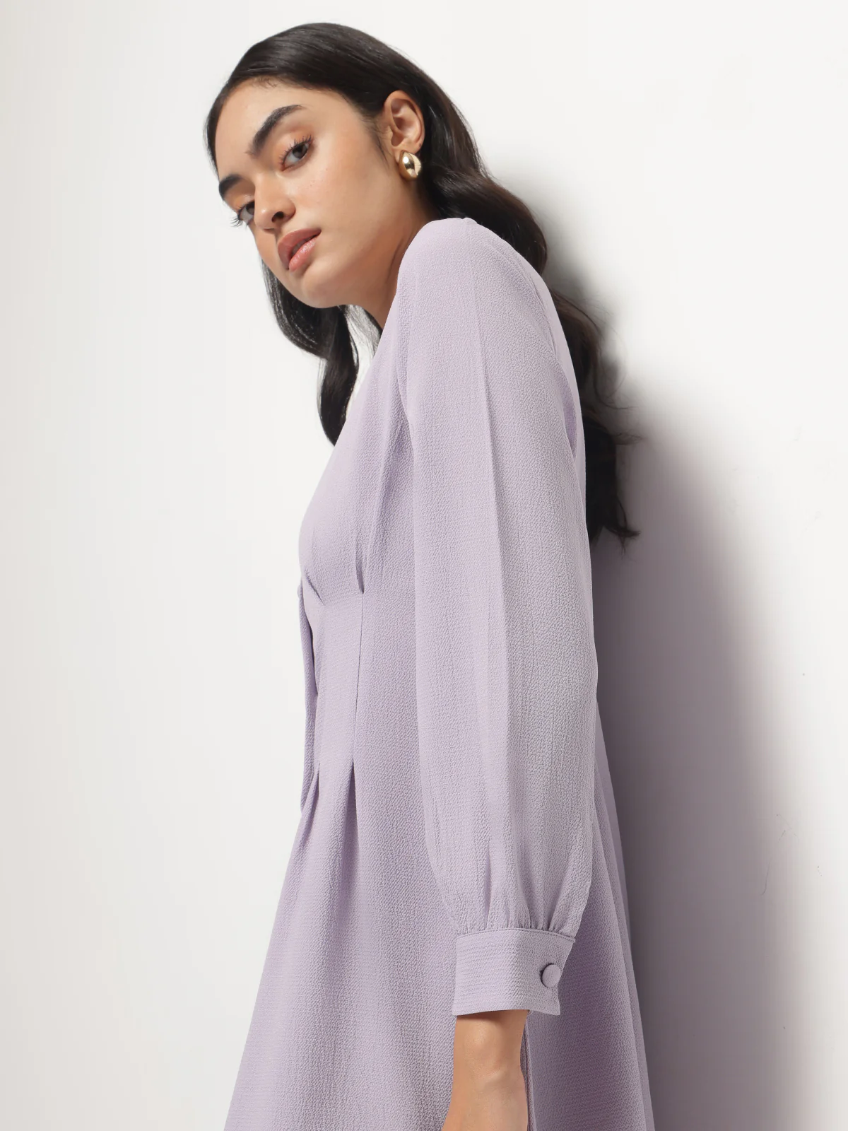 Women Vintage A-line Buttons O-Neck Dress - Image 5