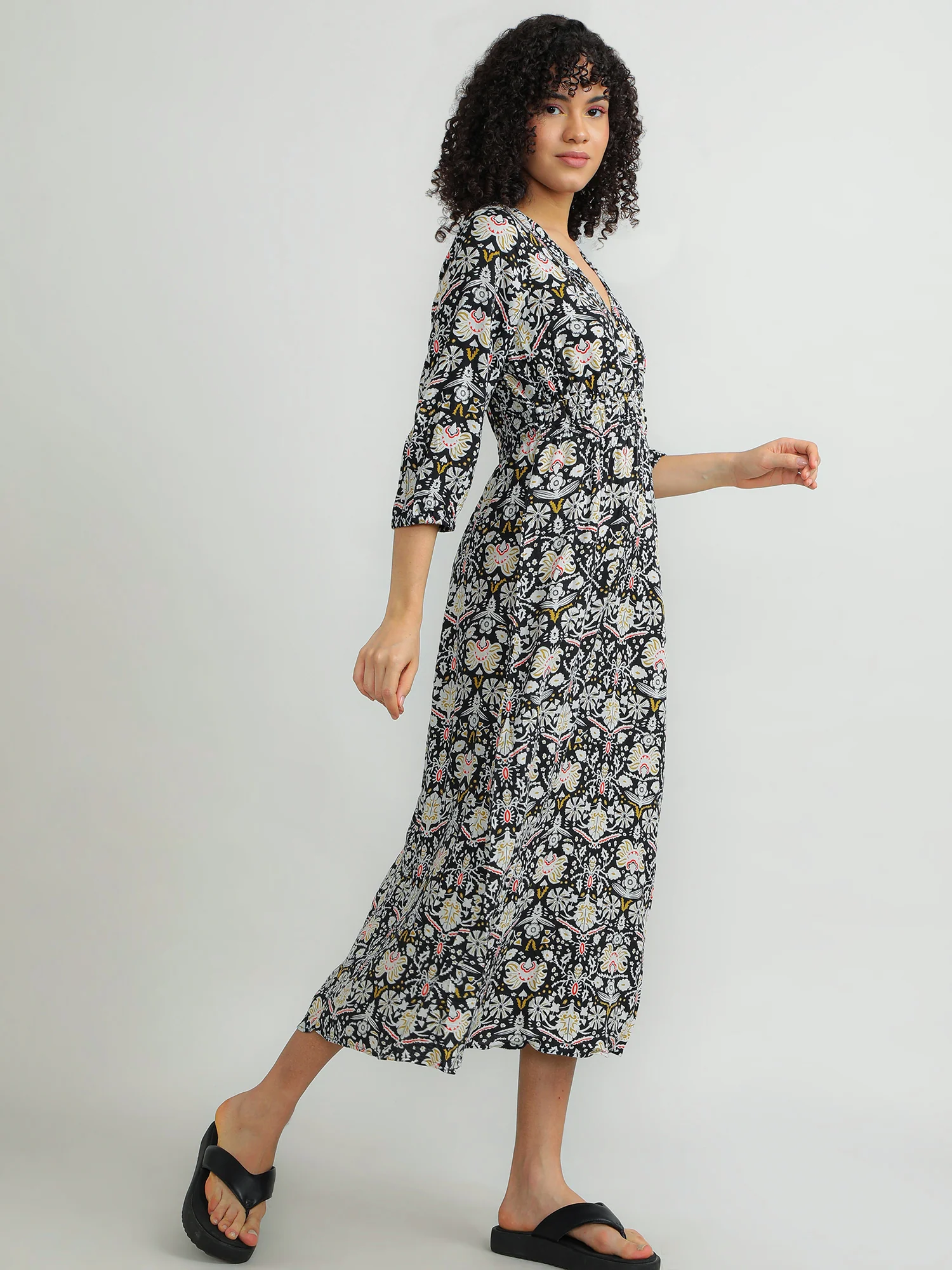Women Viscose Black Beach Dress - Image 3