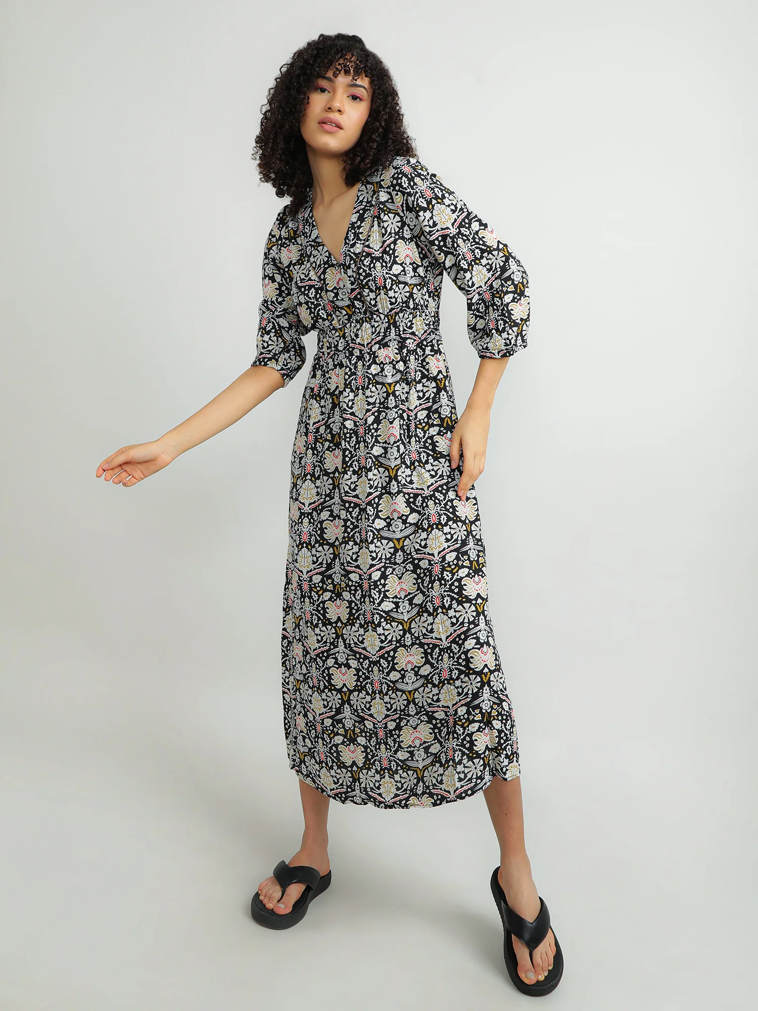 Women Viscose Black Beach Dress - Image 7
