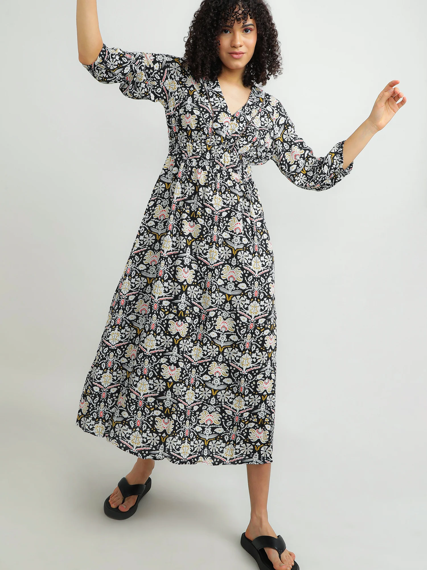 Women Viscose Black Beach Dress - Image 8