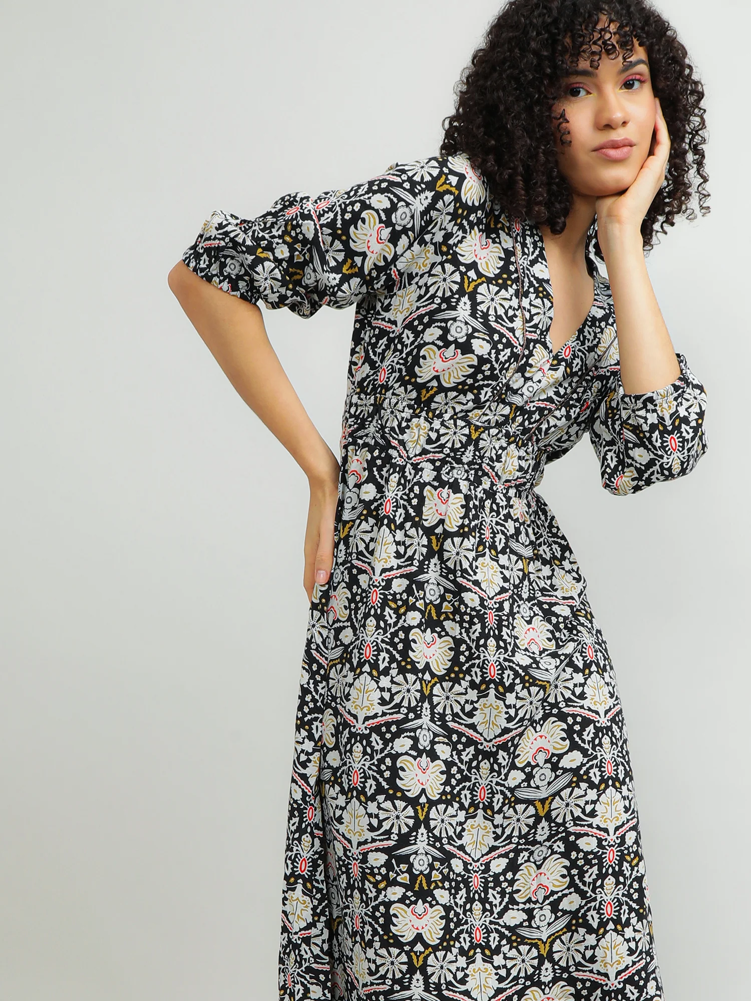 Women Viscose Black Beach Dress - Image 9